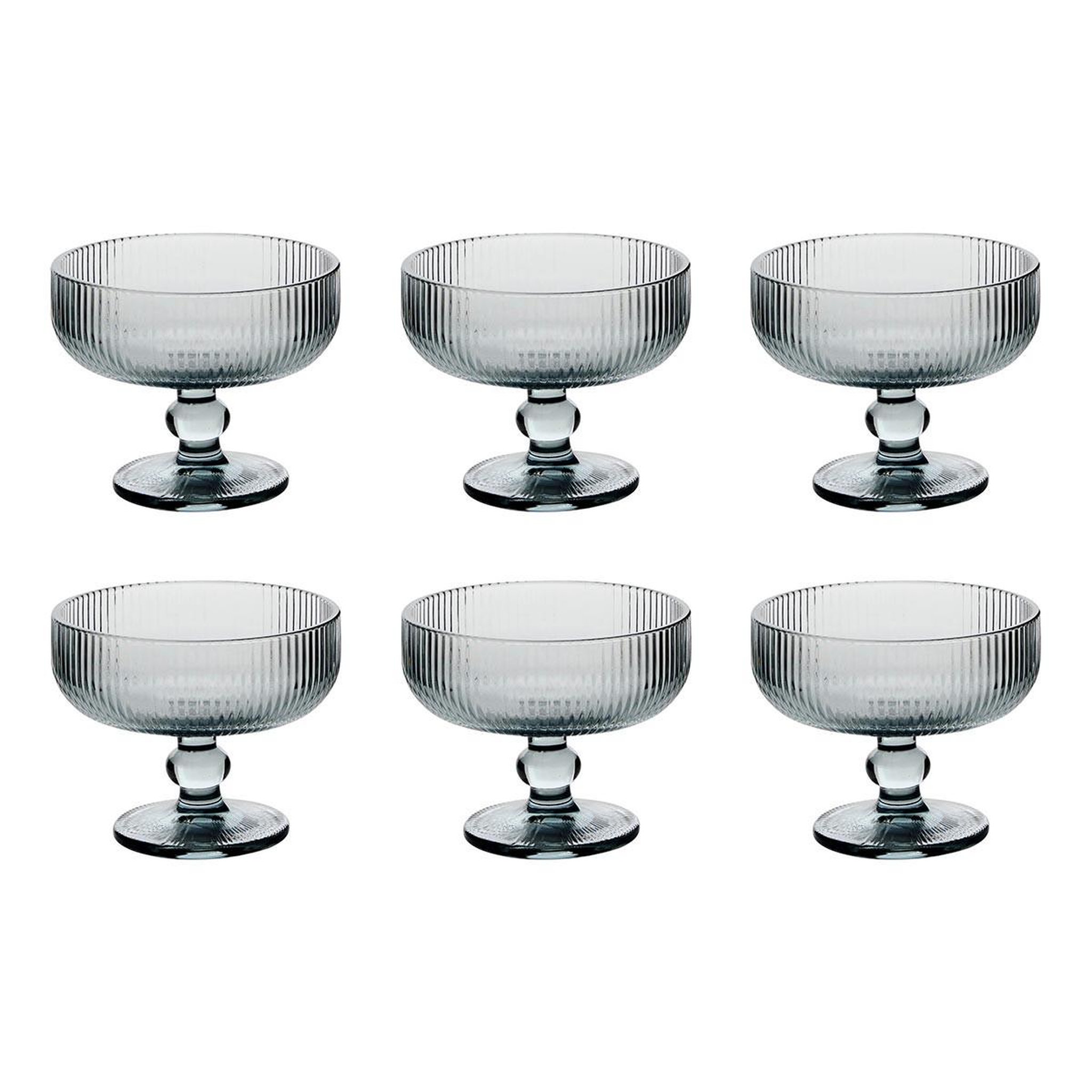 SECRET DE GOURMET Lot de 6 coupes à glace strie  ema  34cl gris