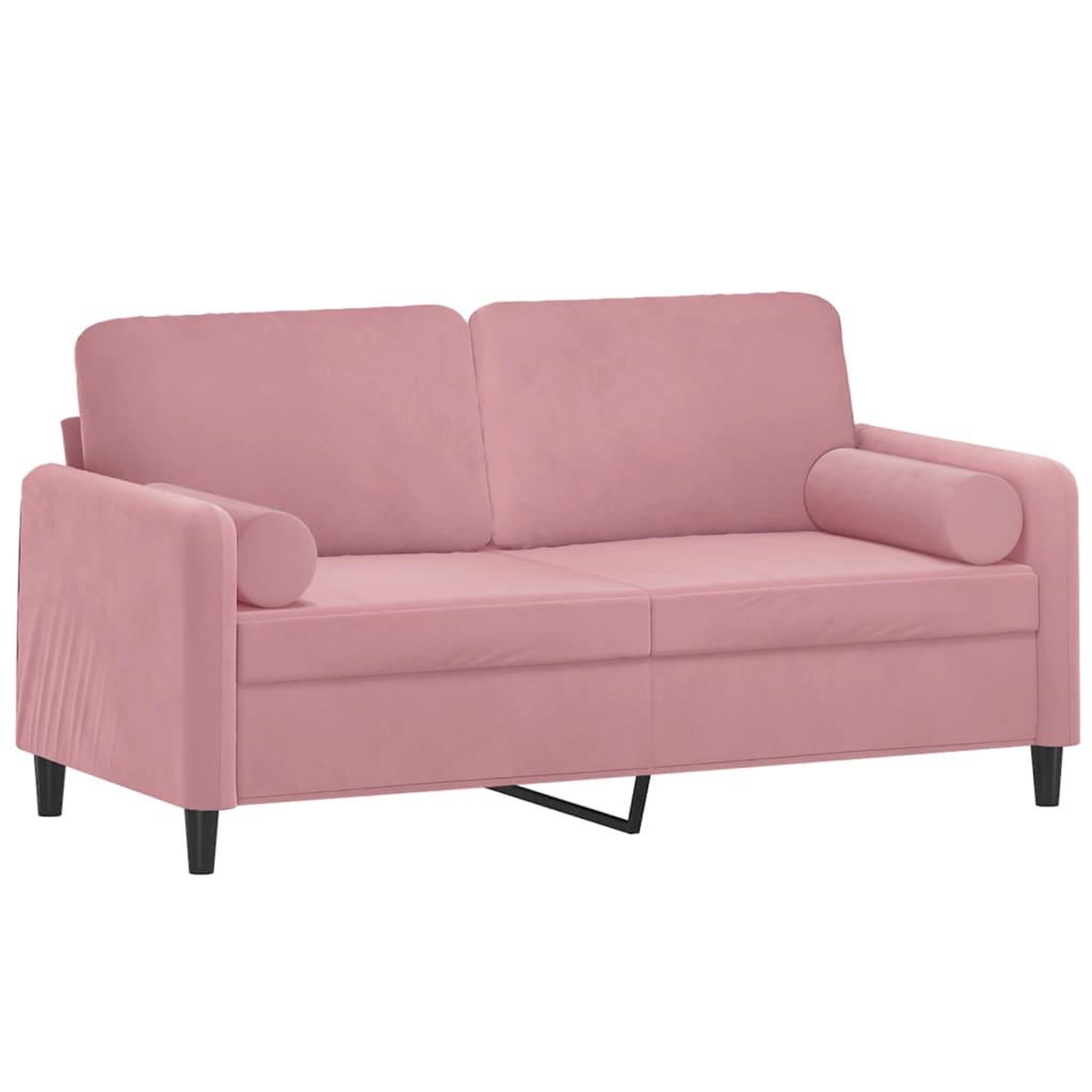 Voir la diapositive 3 : VIDAXL Canape 2 places avec oreillers decoratifs rose 140 cm velours