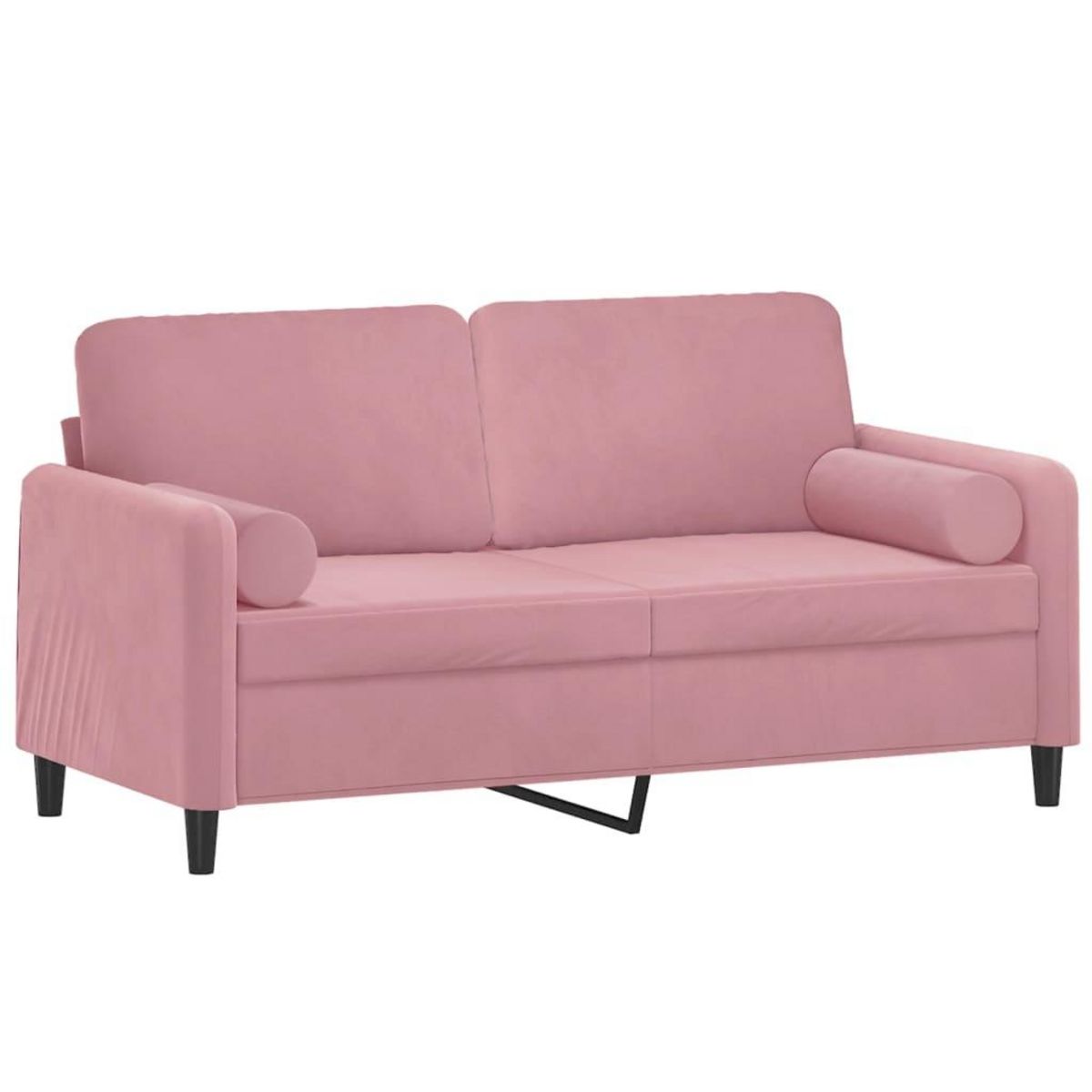VIDAXL Canape 2 places avec oreillers decoratifs rose 140 cm velours