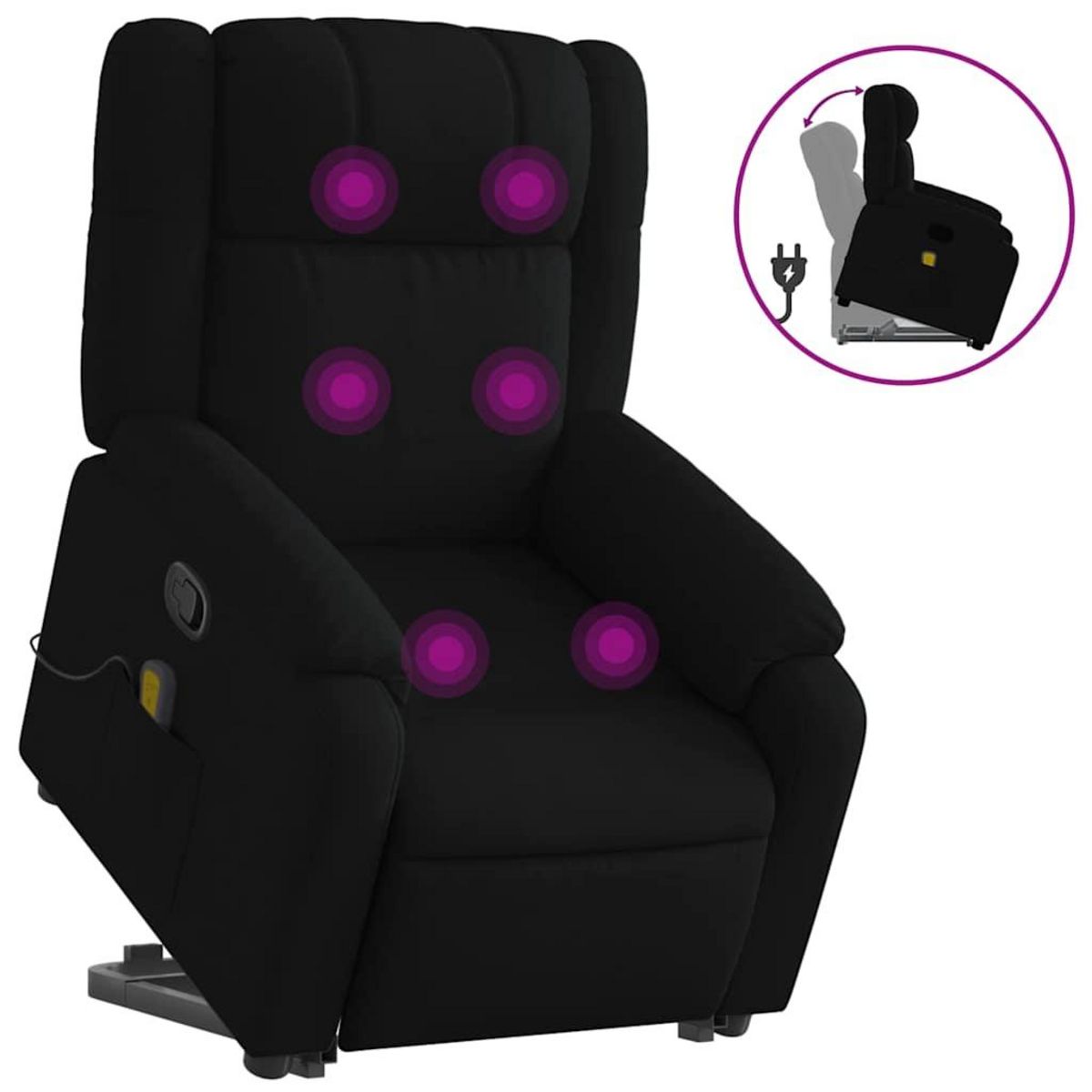 VIDAXL Fauteuil de massage inclinable Noir Tissu