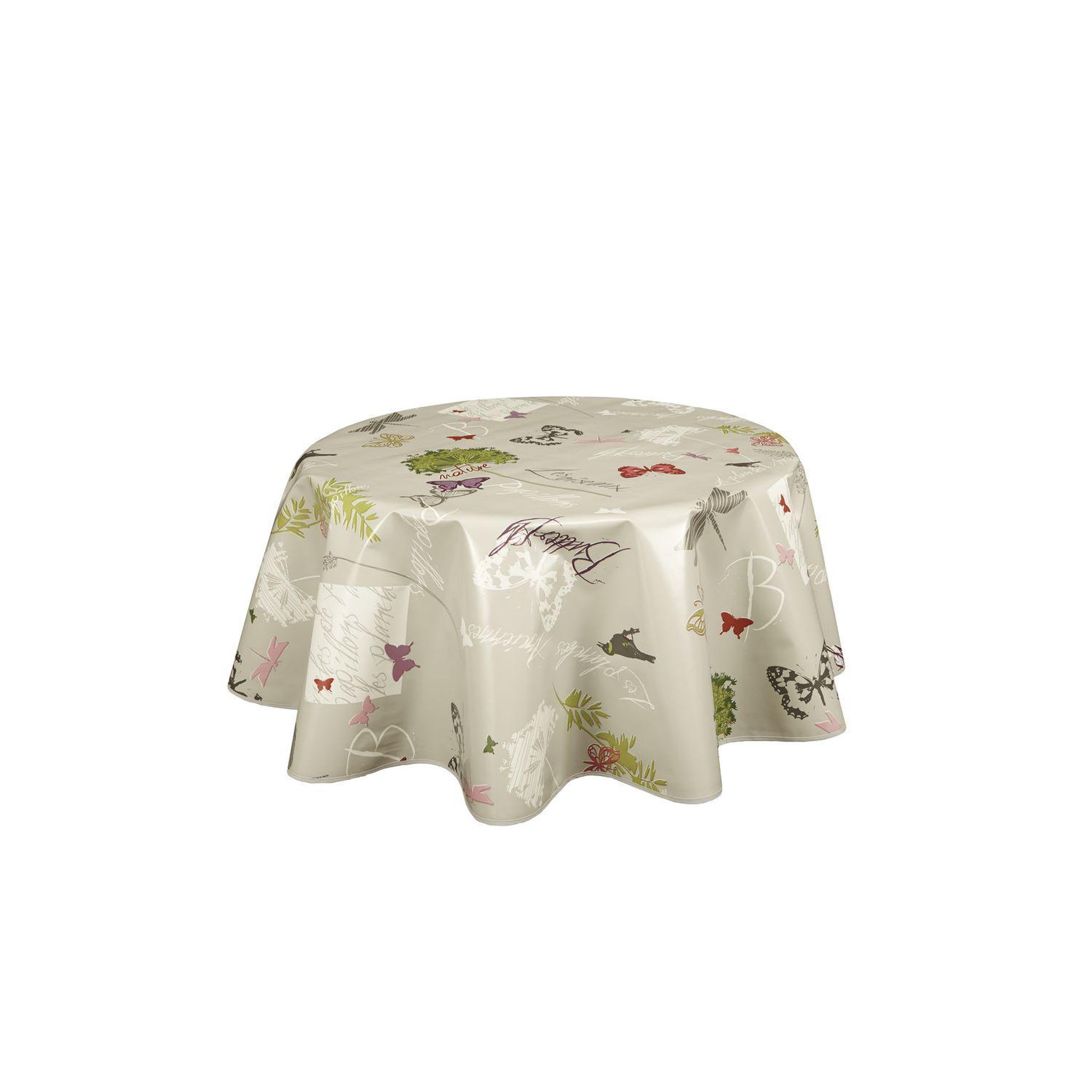 HABITABLE Nappe en toile cirée ronde design Fly - Diam. 150 cm - Gris