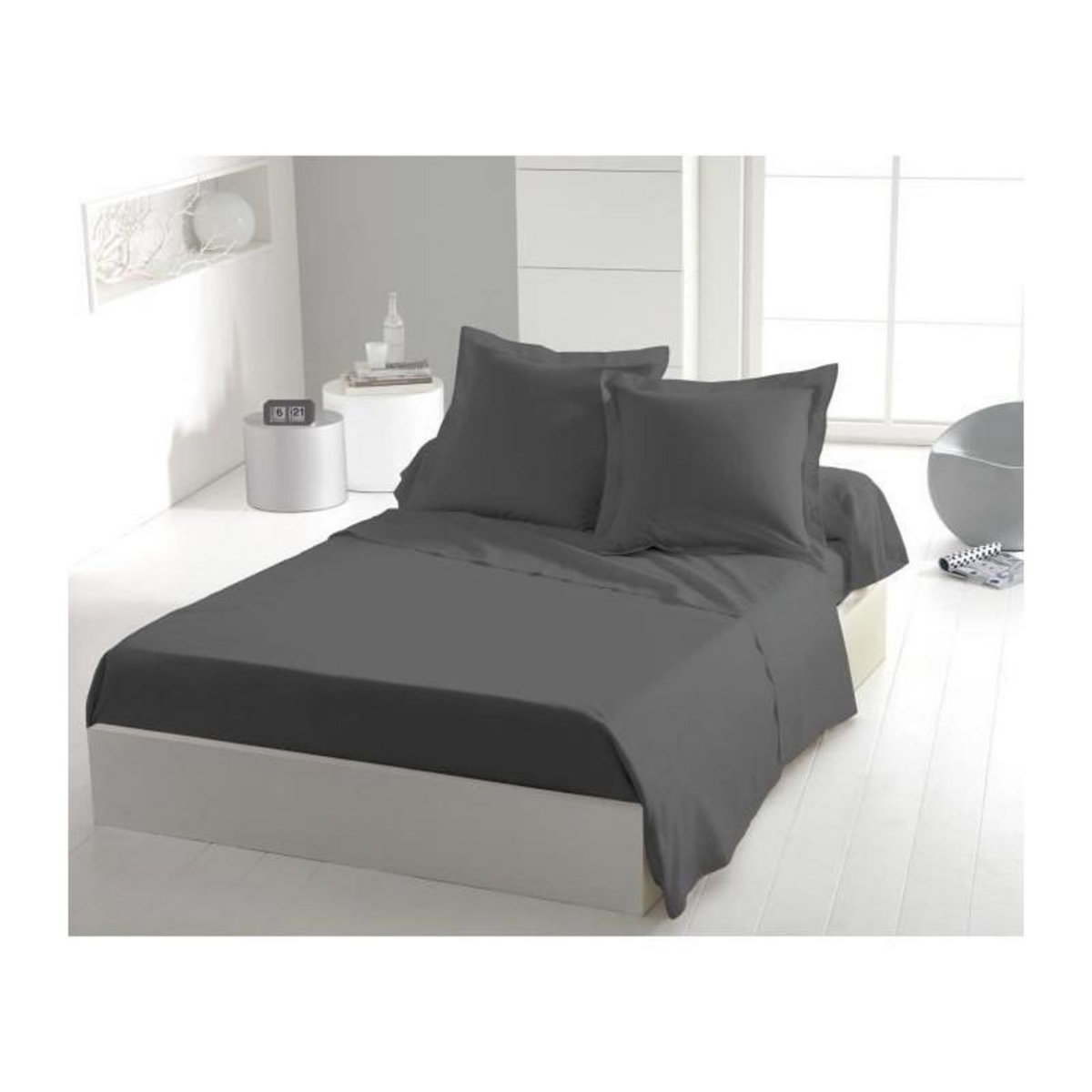 HOME LINGE PASSION Drap plat - HOME LINGE PASSION - 180 x 290 cm - 1 personne - Anthracite