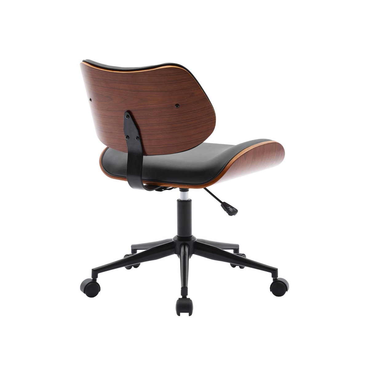 SWEEEK Chaise de bureau à roulettes décor bois courbé et simili cuir