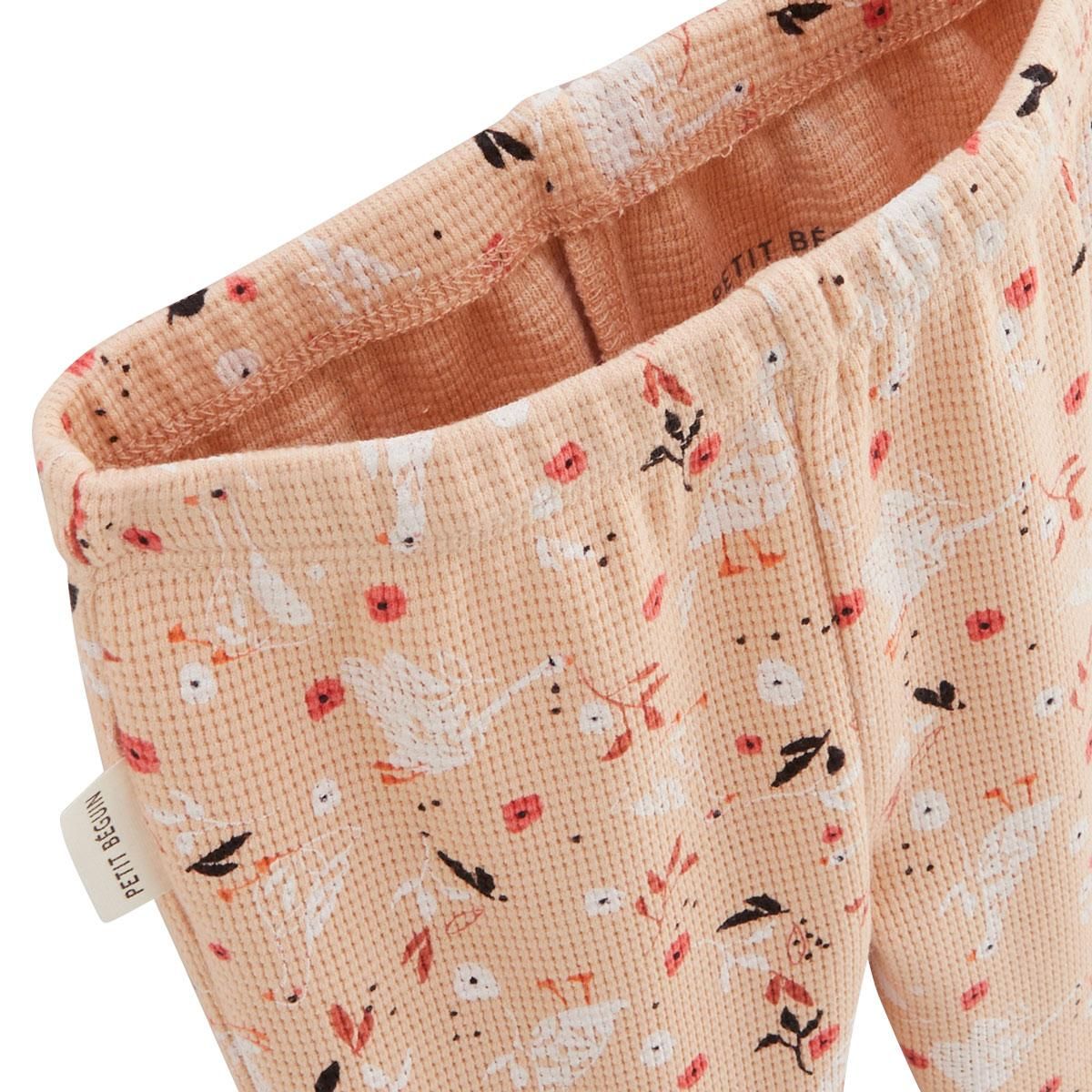 Petit Béguin Ensemble bébé gilet et pantalon en coton nid d'abeille Miss Plume