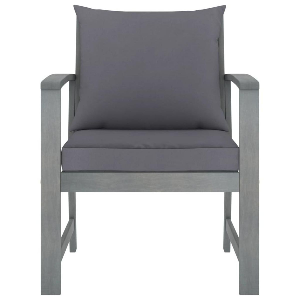 VIDAXL Chaises de jardin lot de 2 avec coussins gris fonce Bois acacia