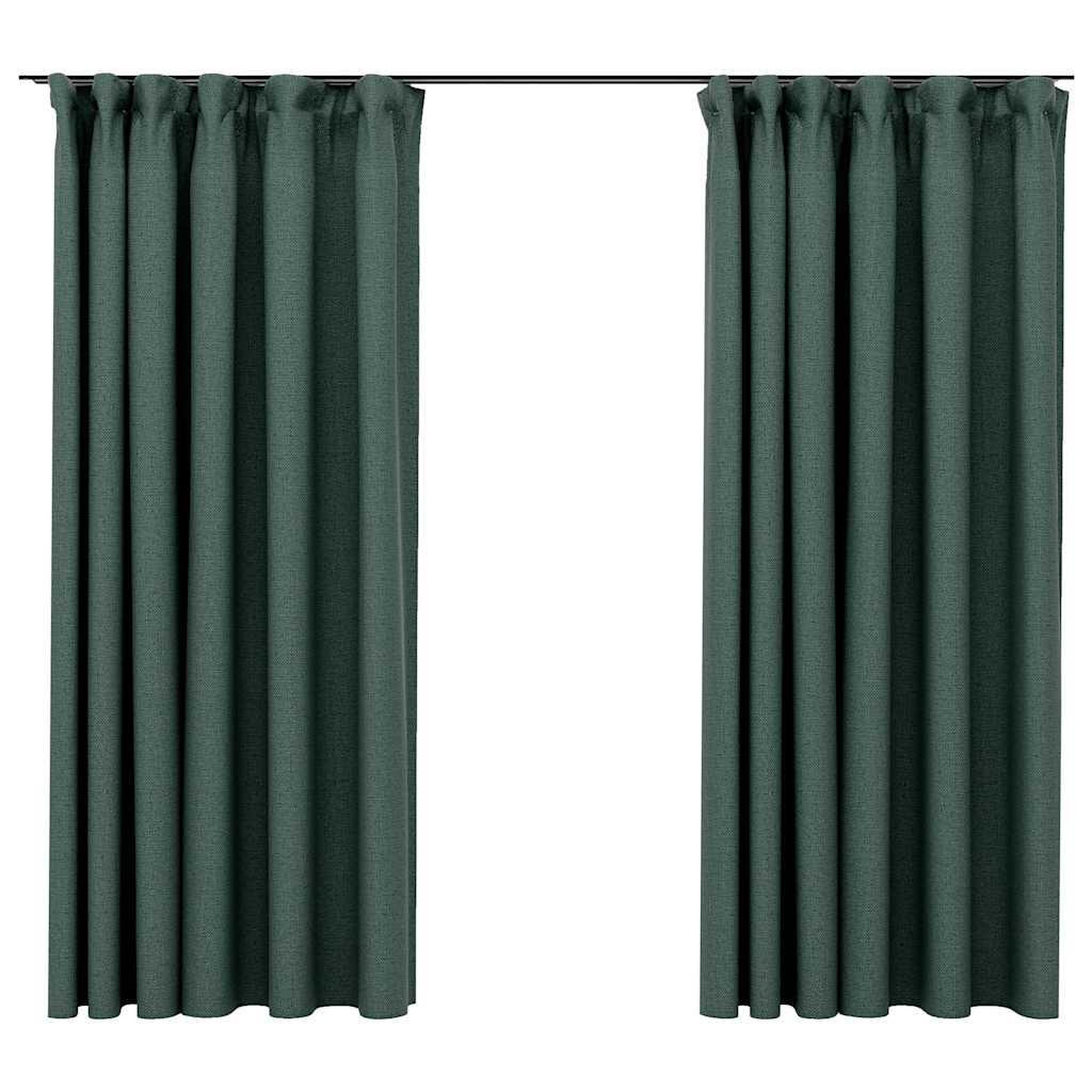 Voir la diapositive 2 : VIDAXL Rideaux occultants aspect lin avec crochets 2pcs Vert 140x175cm