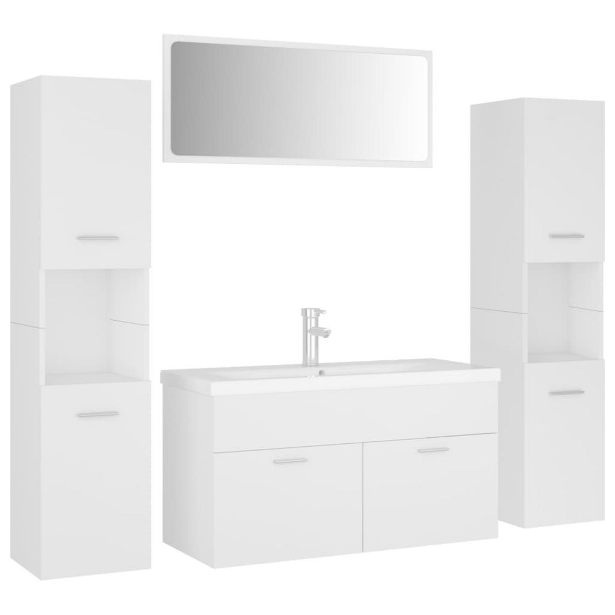 VIDAXL Ensemble de meubles de salle de bain Blanc Agglomere