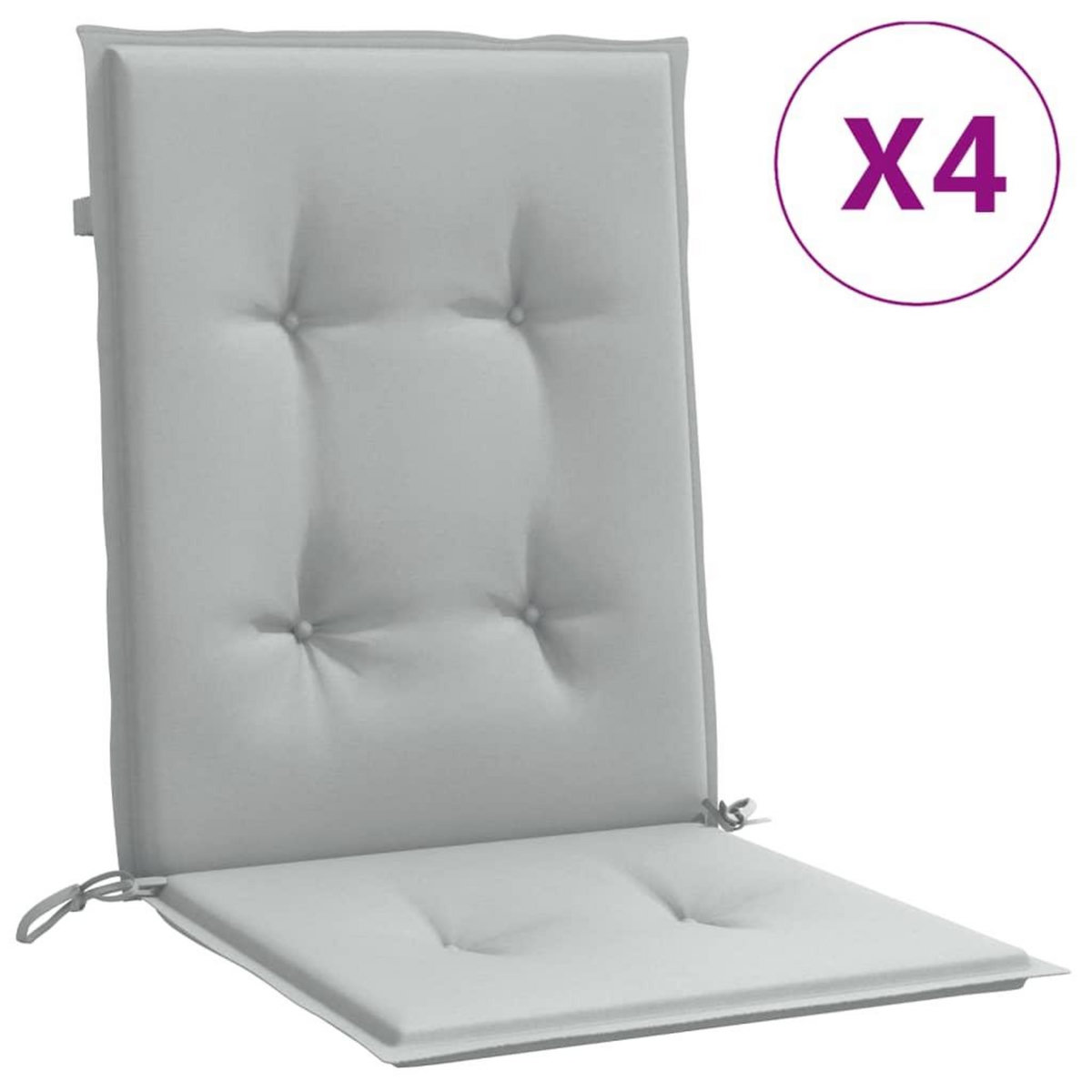 VIDAXL Coussins de chaise a dossier bas lot de 4 gris clair melange