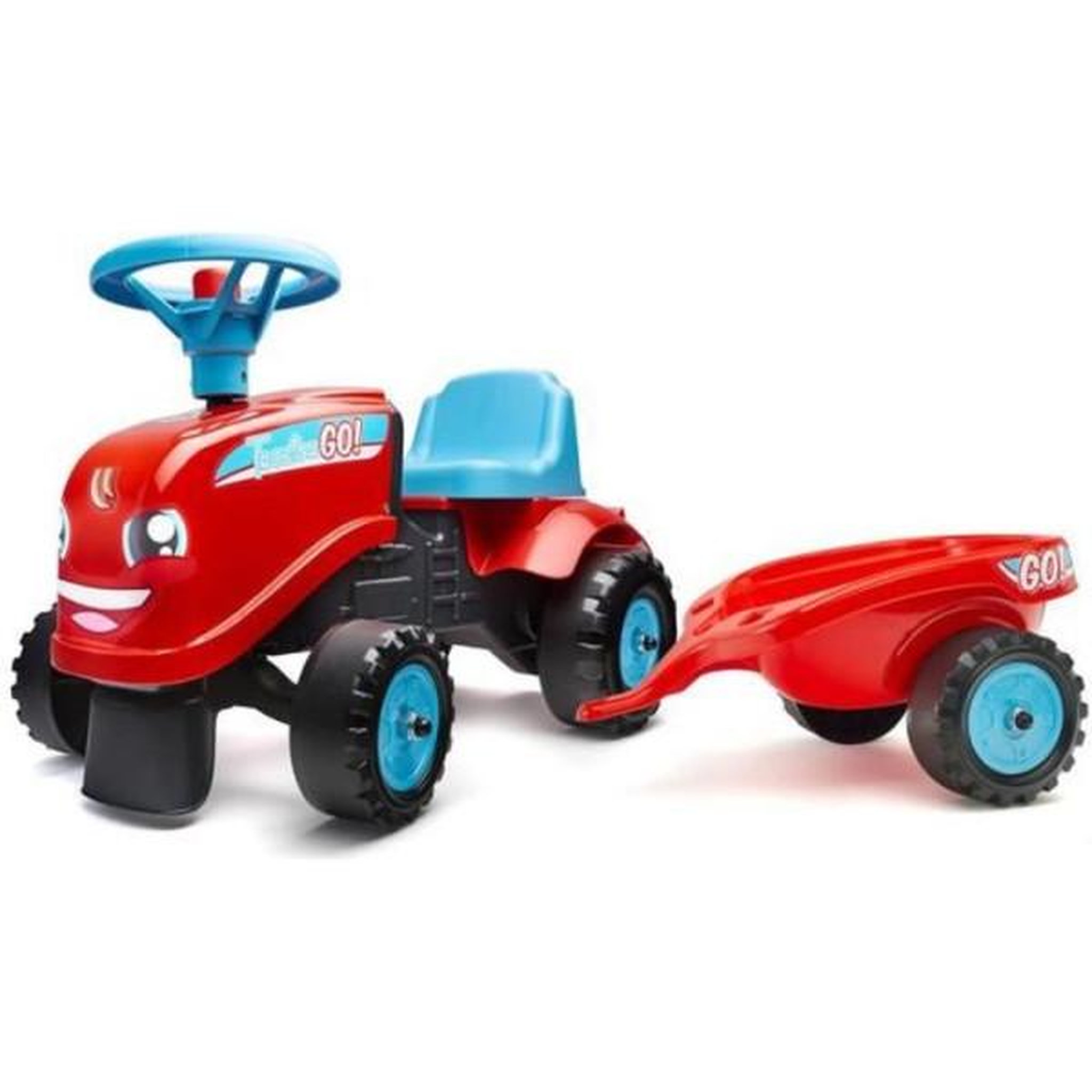 FALK Porteur Trotteur  avec remorque - FALK - Tractor Go! - Des 12 mois - 100% Fabriqué en France - 40% de plastique recyclé