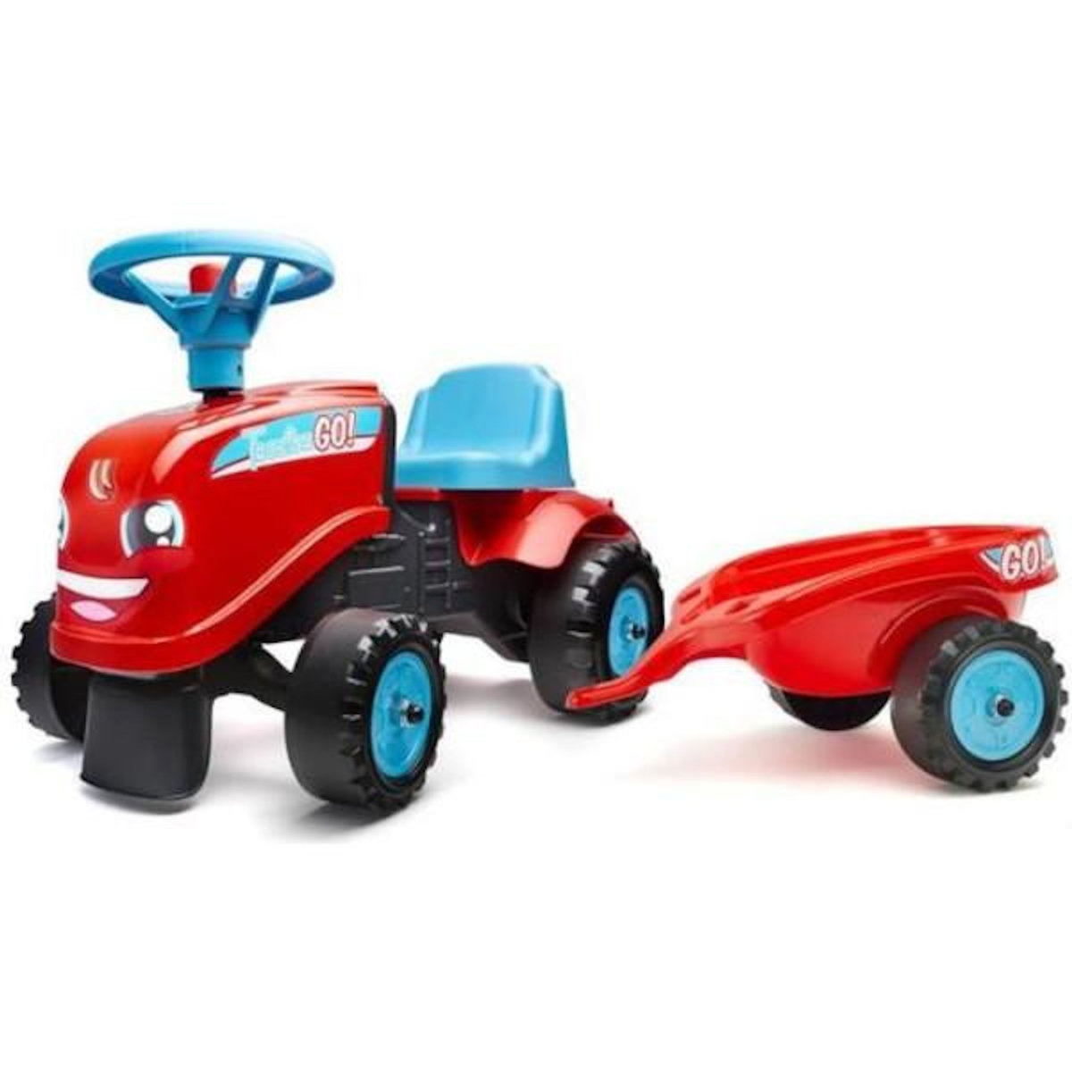 FALK Porteur Trotteur  avec remorque - FALK - Tractor Go! - Des 12 mois - 100% Fabriqué en France - 40% de plastique recyclé