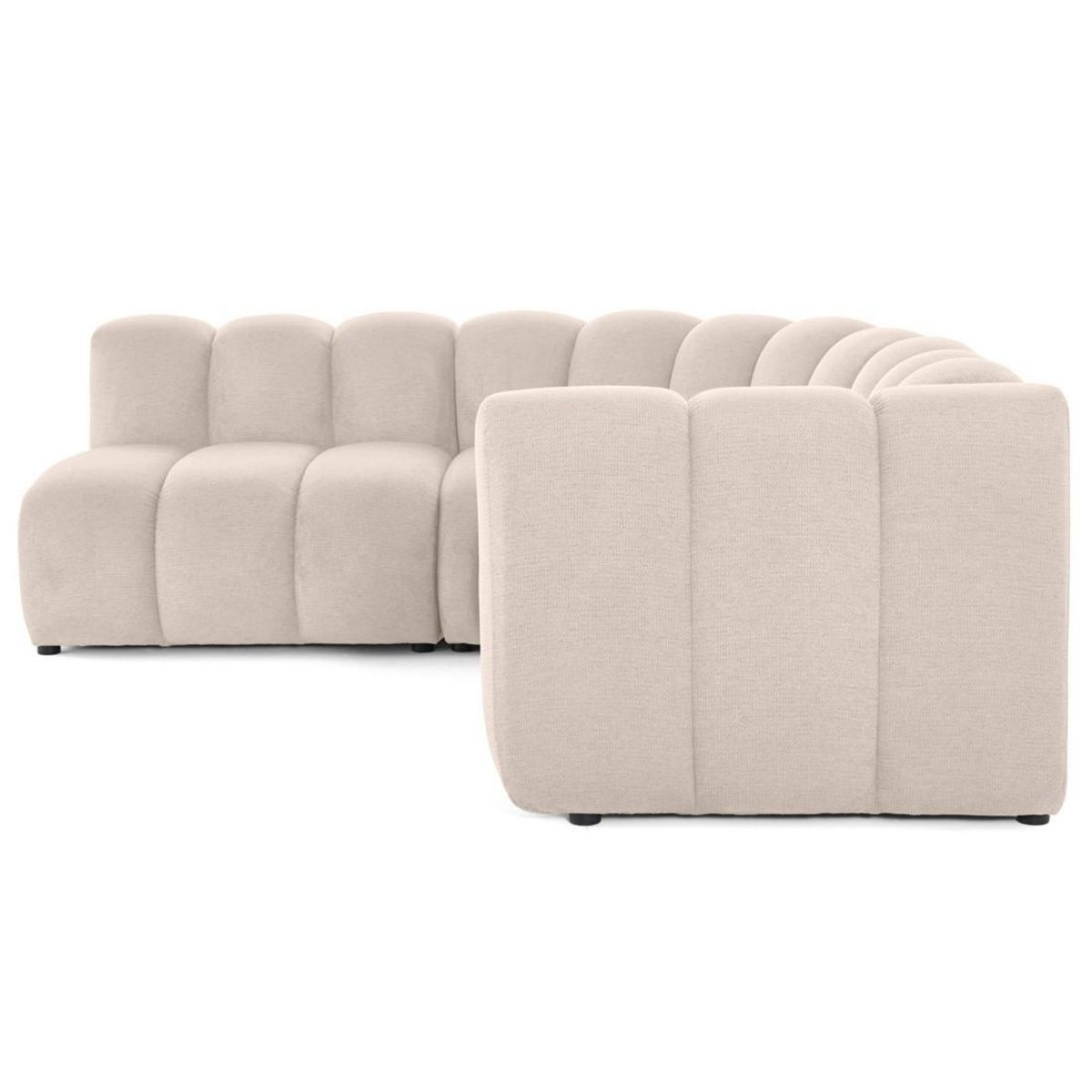 LISA DESIGN Debbie - canapé modulable d'angle gauche 4 places avec accoudoir en tissu texturé