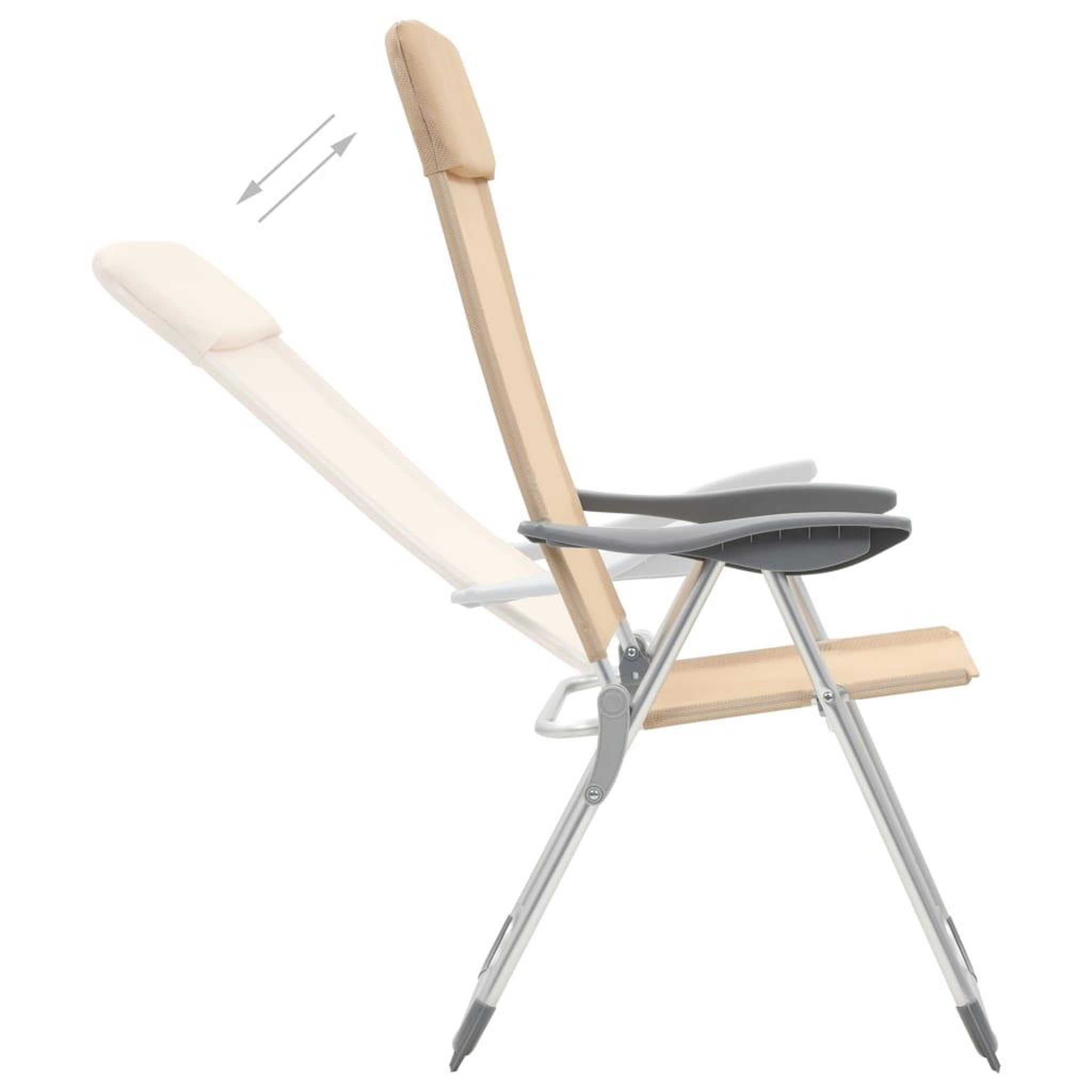 Voir la diapositive 2 : VIDAXL Chaises de camping pliables lot de 4 Creme Aluminium