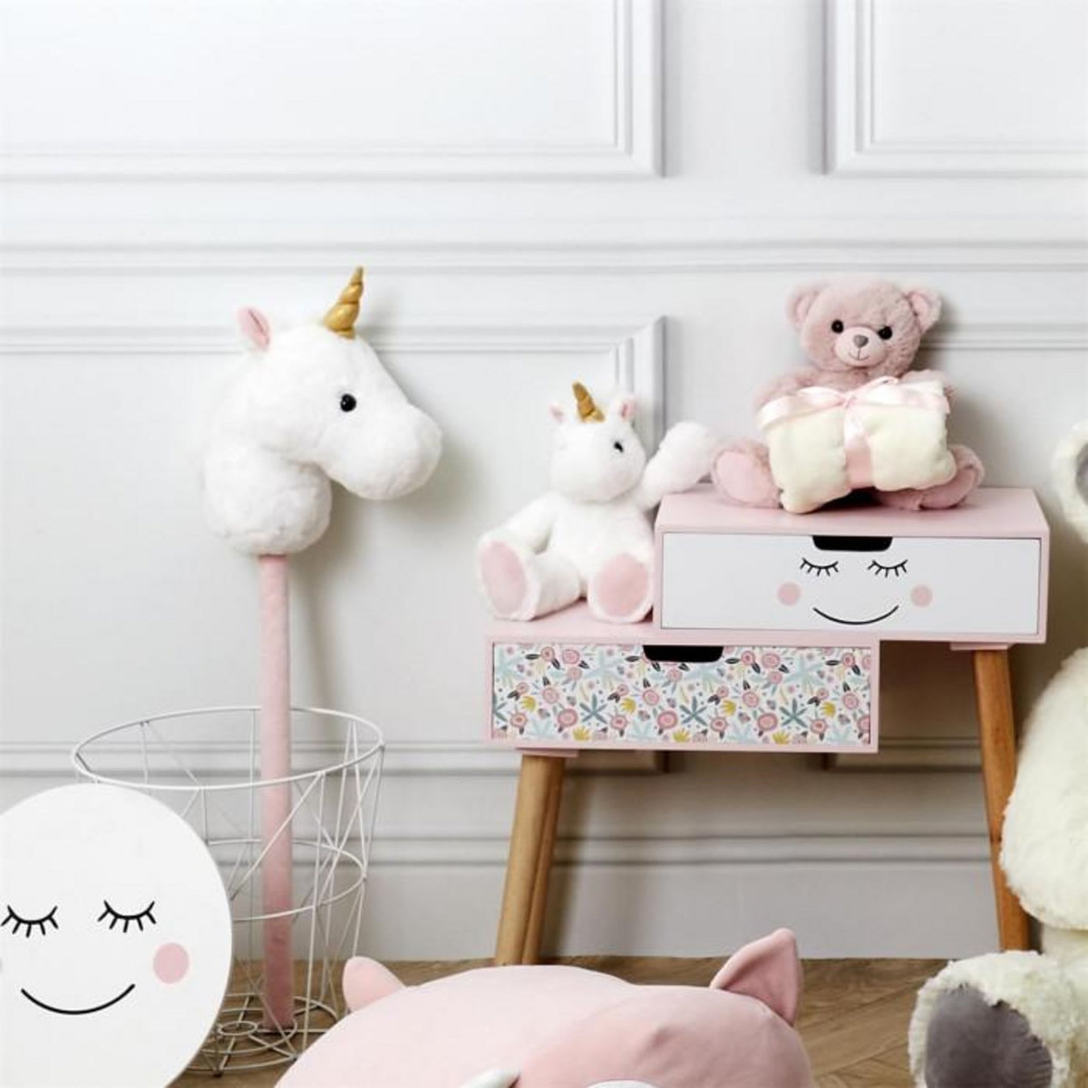 Paris Prix Peluche Enfant  Licorne  30cm Blanc & Rose
