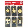  6 étiquettes cadeaux de Noël - Bleu et paillettes dorées