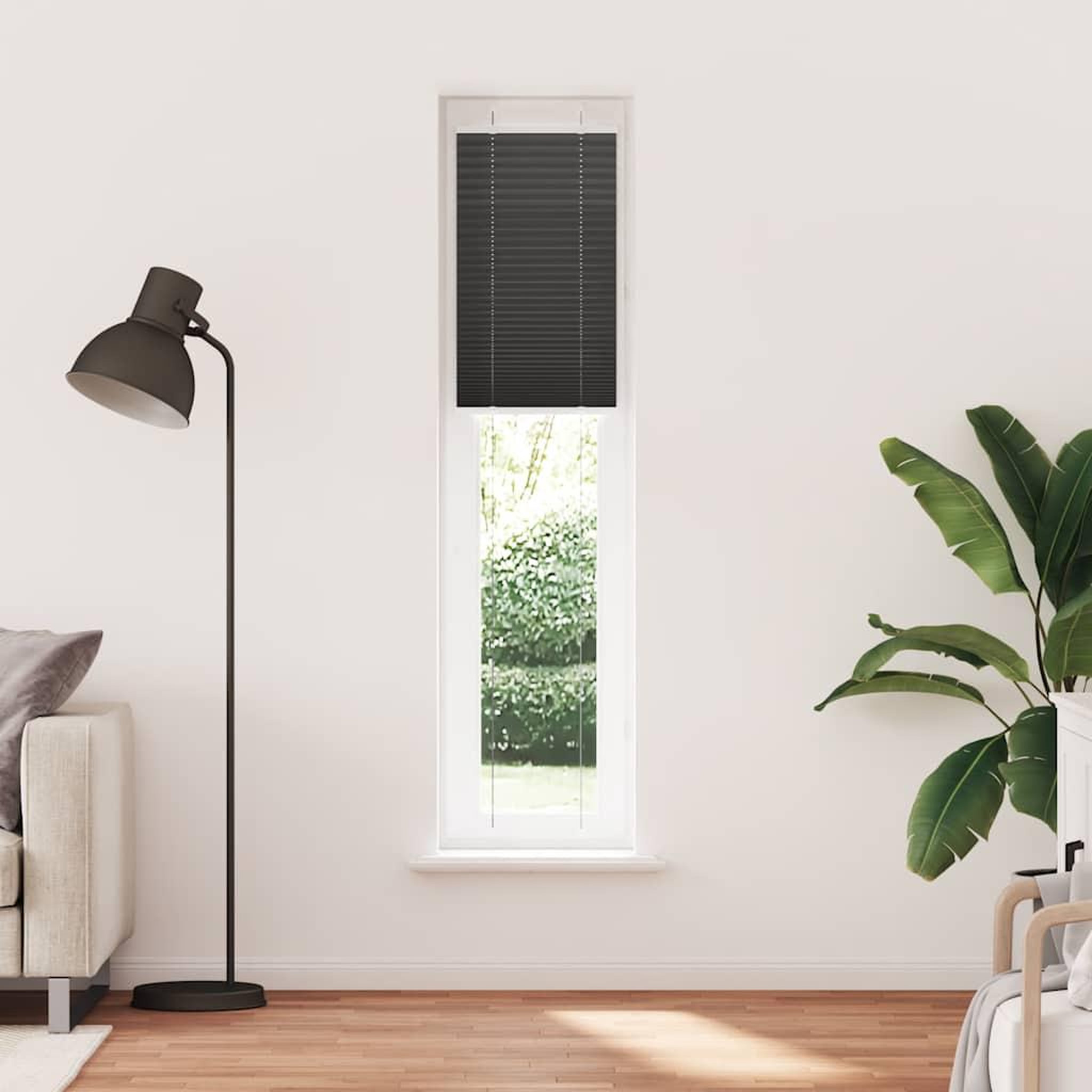 Voir la diapositive 2 : VIDAXL Store plisse noir 45x200 cm largeur du tissu 44,4 cm polyester