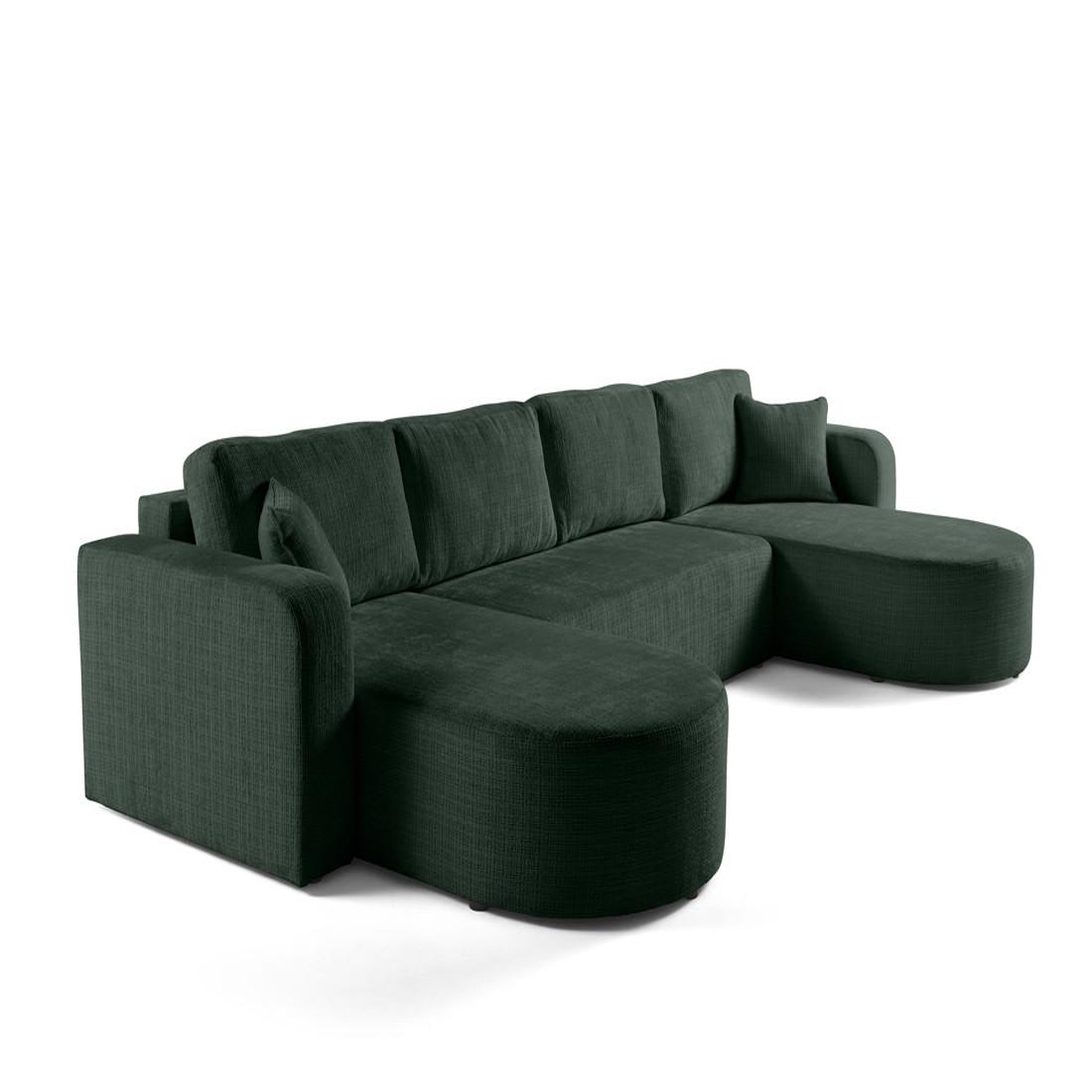 Voir la diapositive 2 : BEST MOBILIER Miro - canapé panoramique en u 7 places - convertible avec coffre - en velours texturé
