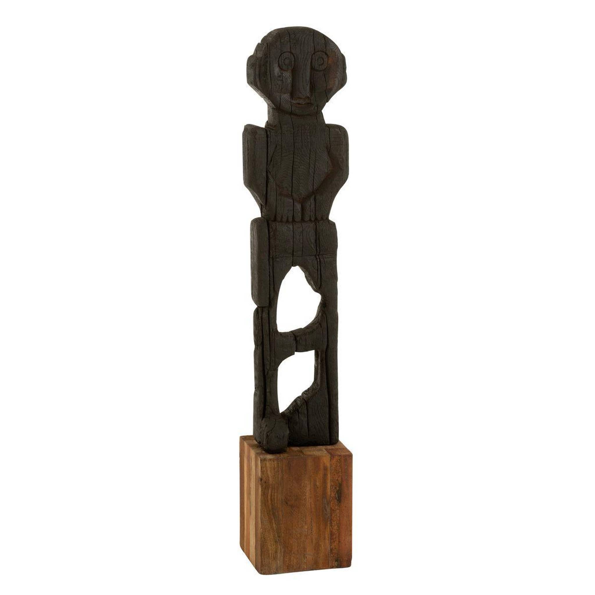 J-LINE Statue déco en bois  mara  107cm noir