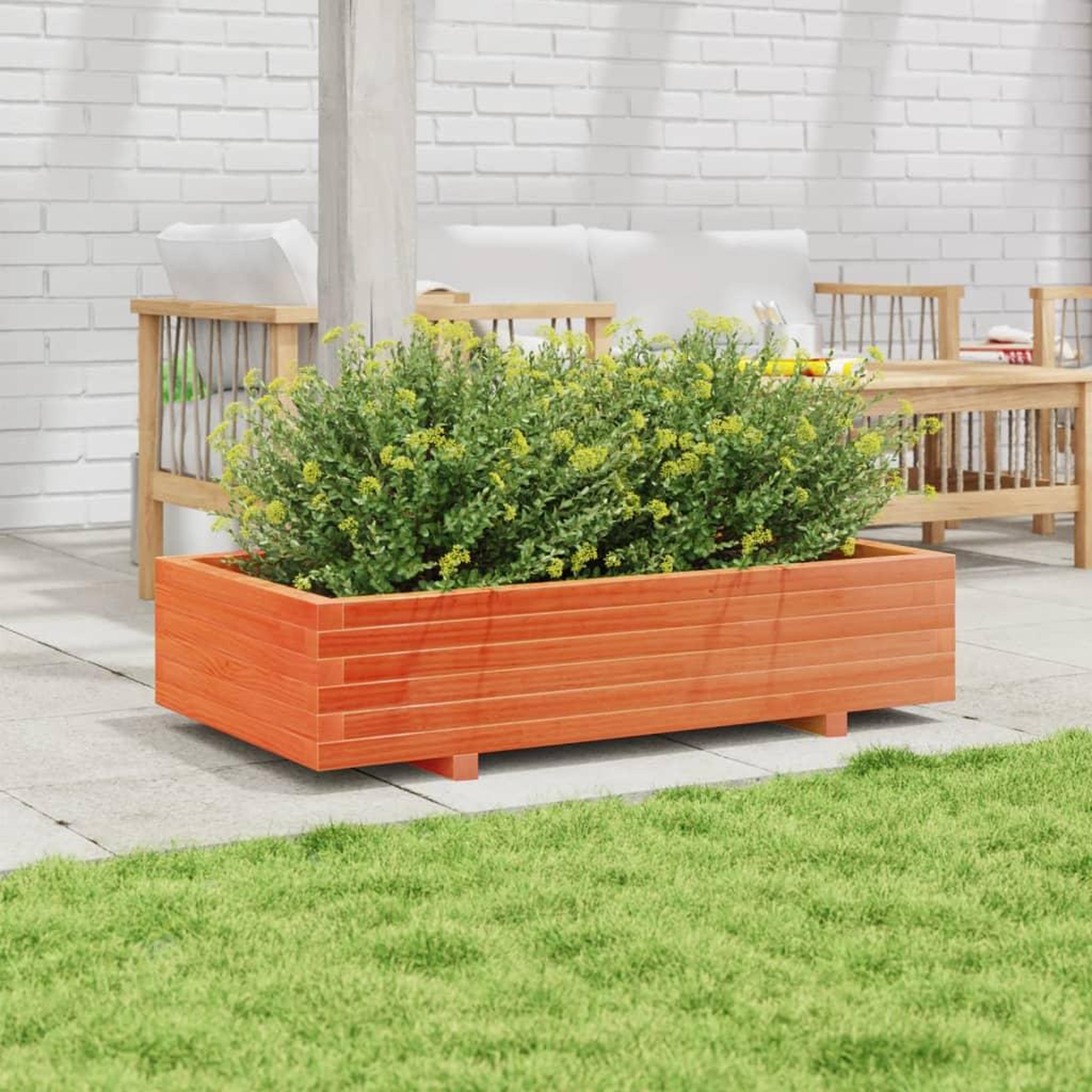 Voir la diapositive 3 : VIDAXL Jardiniere cire marron 110x60x26,5 cm bois de pin massif
