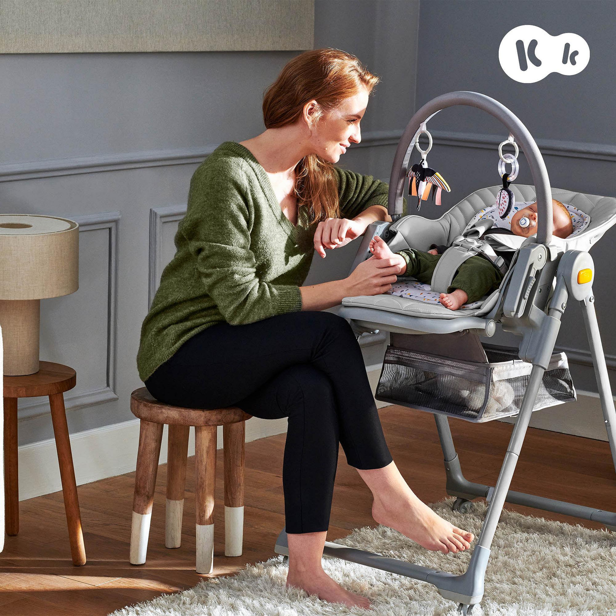 Voir la diapositive 3 : KINDERKRAFT Chaise haute 2 en 1 - transat et siège réglable