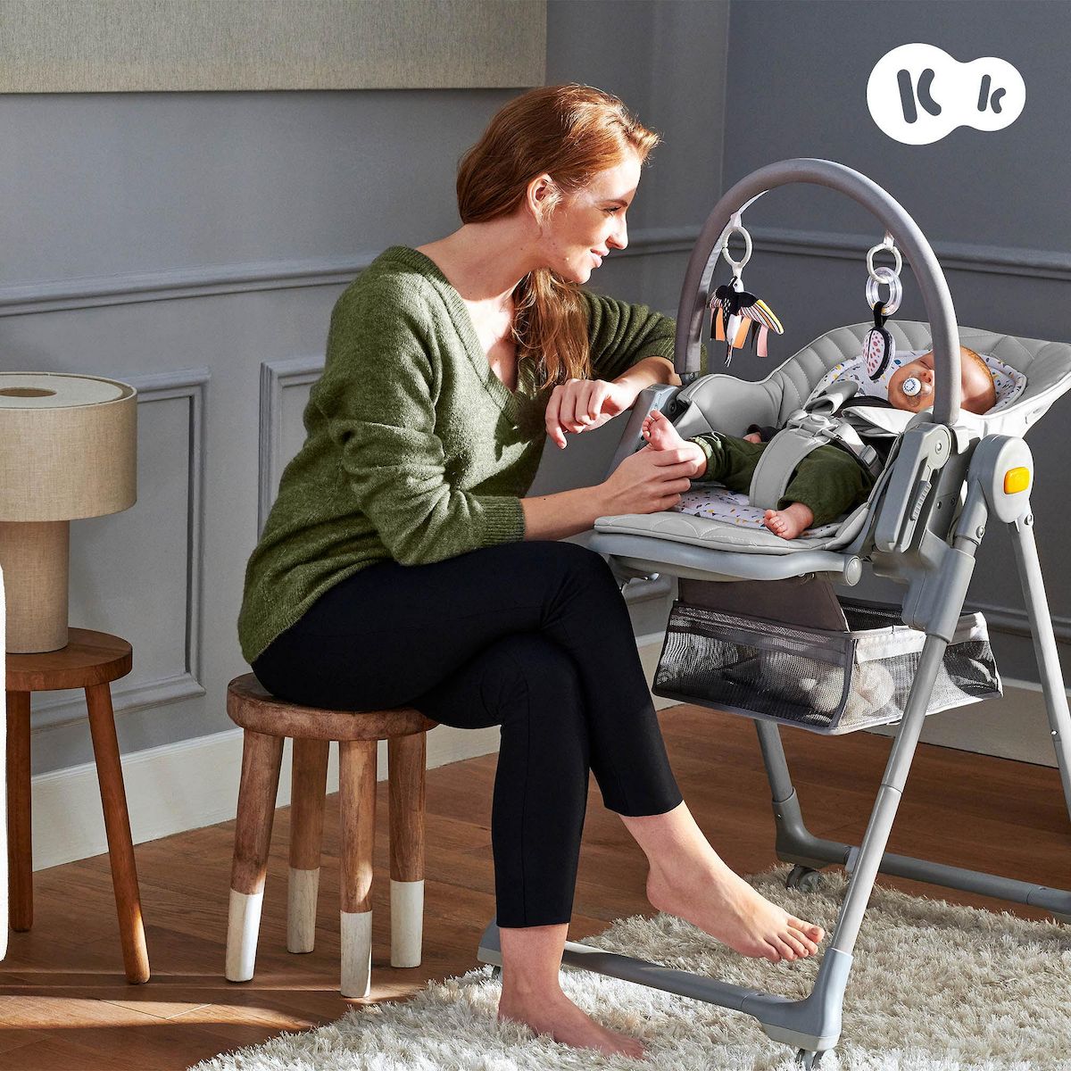 KINDERKRAFT Chaise haute 2 en 1 - transat et siège réglable