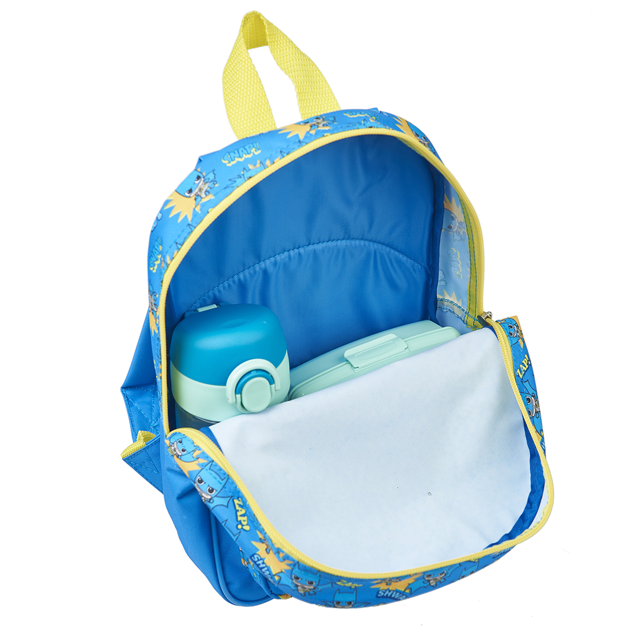 Voir la diapositive 4 : DC COMIC'S Sac maternelle avec pochette avant bleu Batman
