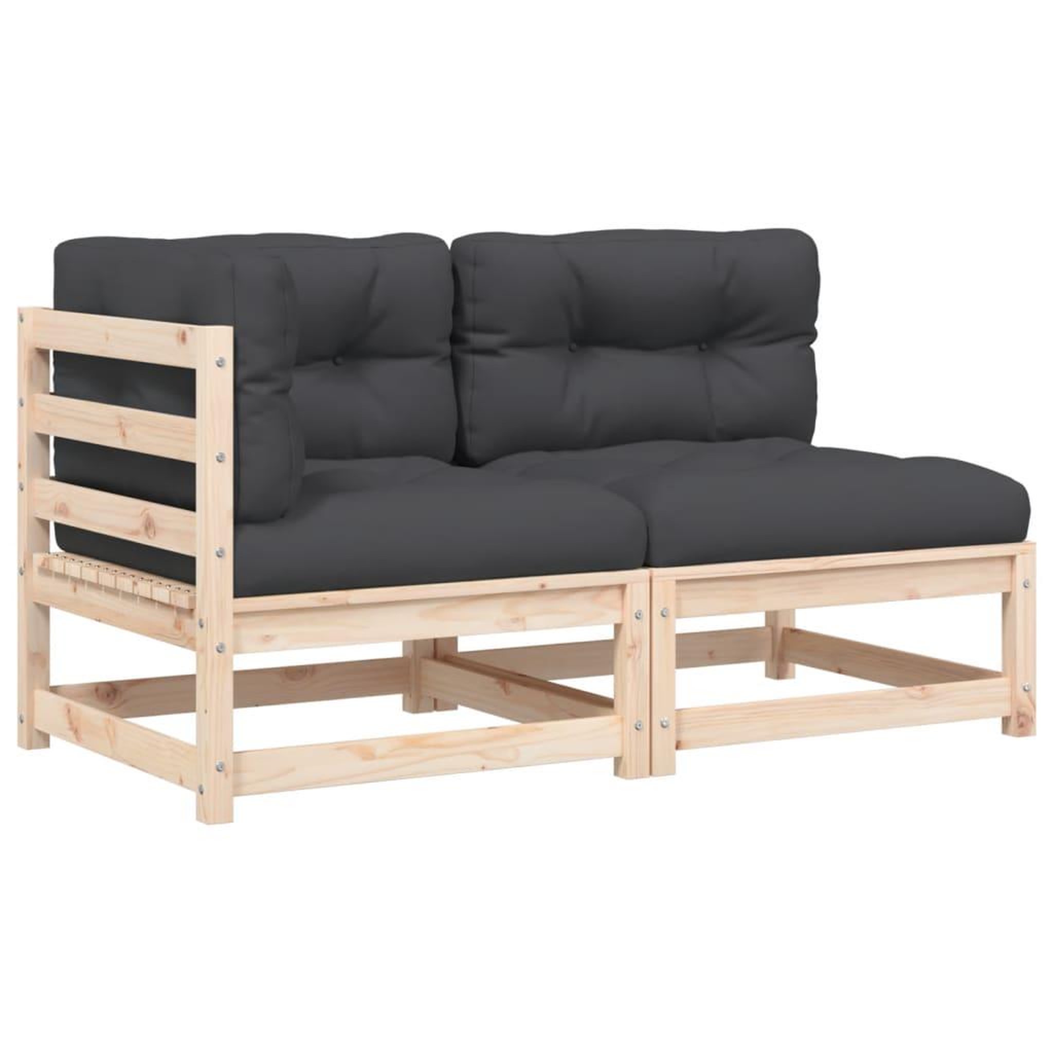 Voir la diapositive 2 : VIDAXL Canape de jardin avec coussins 2 places bois de pin massif