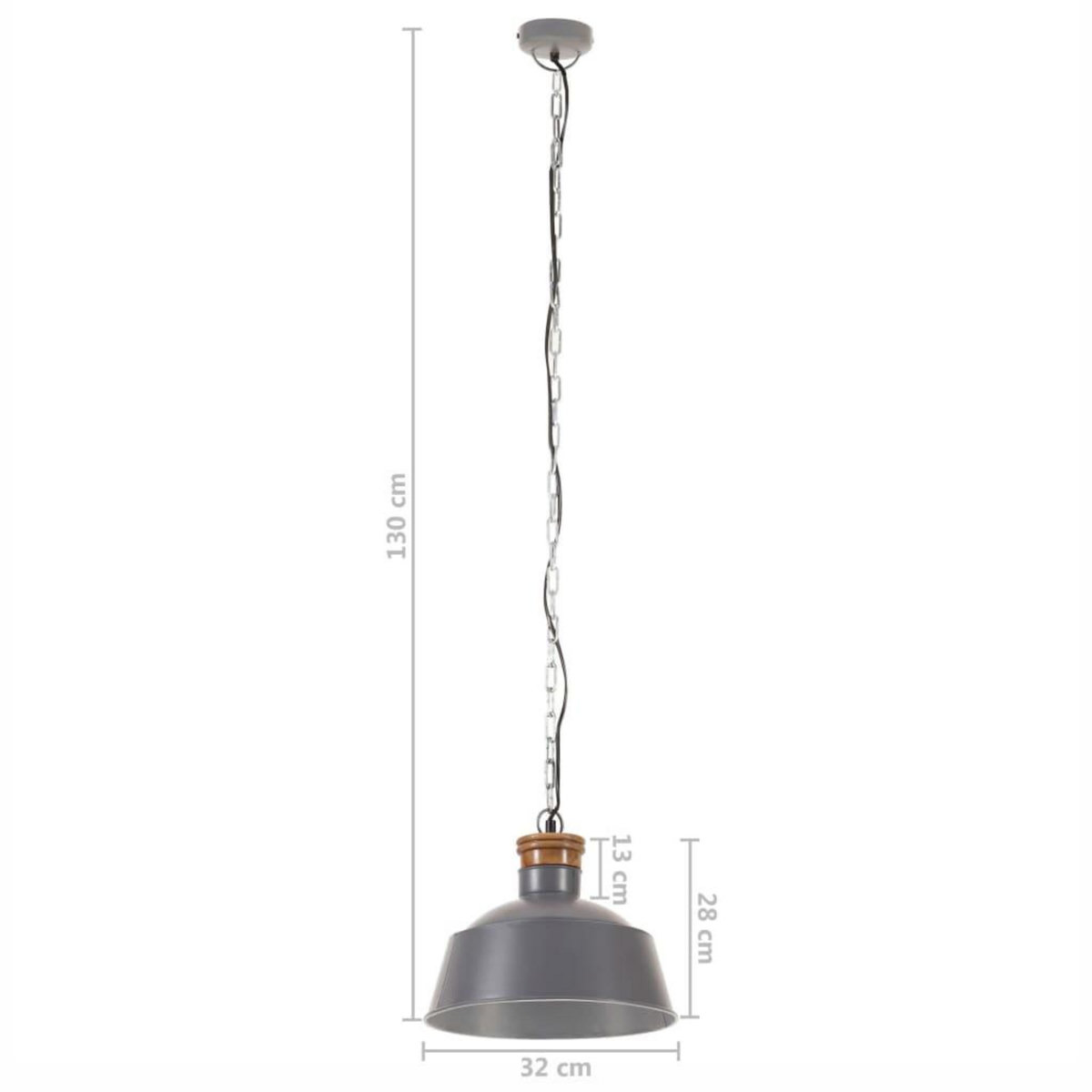 VIDAXL Lampe suspendue industrielle 32 cm Gris E27