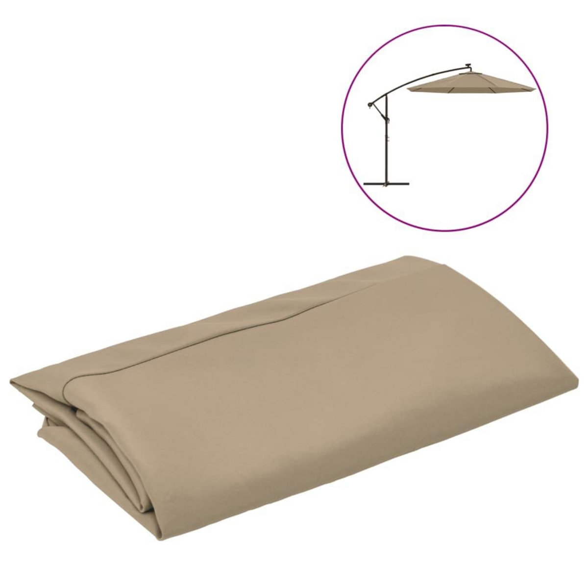 VIDAXL Tissu de remplacement pour parasol deporte taupe 300 cm