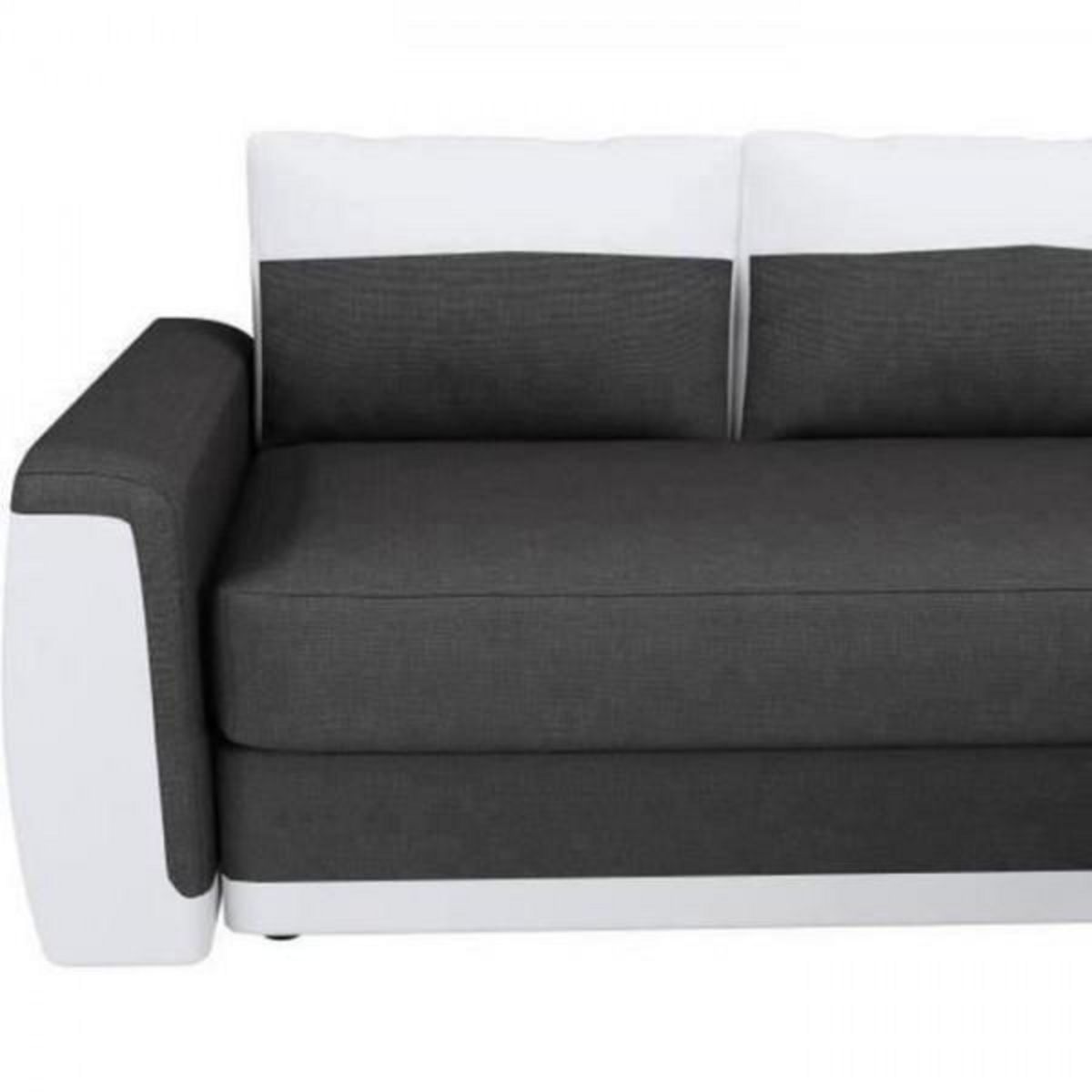 MARKET24 Canapé d'angle convertible 3 places JAMES- Simili blanc et tissu gris anthracite - Contemporain - L 230 x P 142 cm