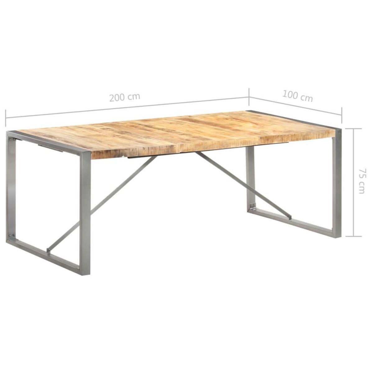 VIDAXL Table a manger 200x100x75 cm Bois de manguier massif brut