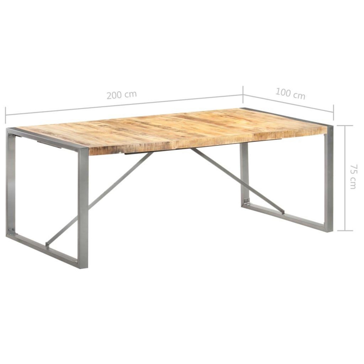 VIDAXL Table a manger 200x100x75 cm Bois de manguier massif brut