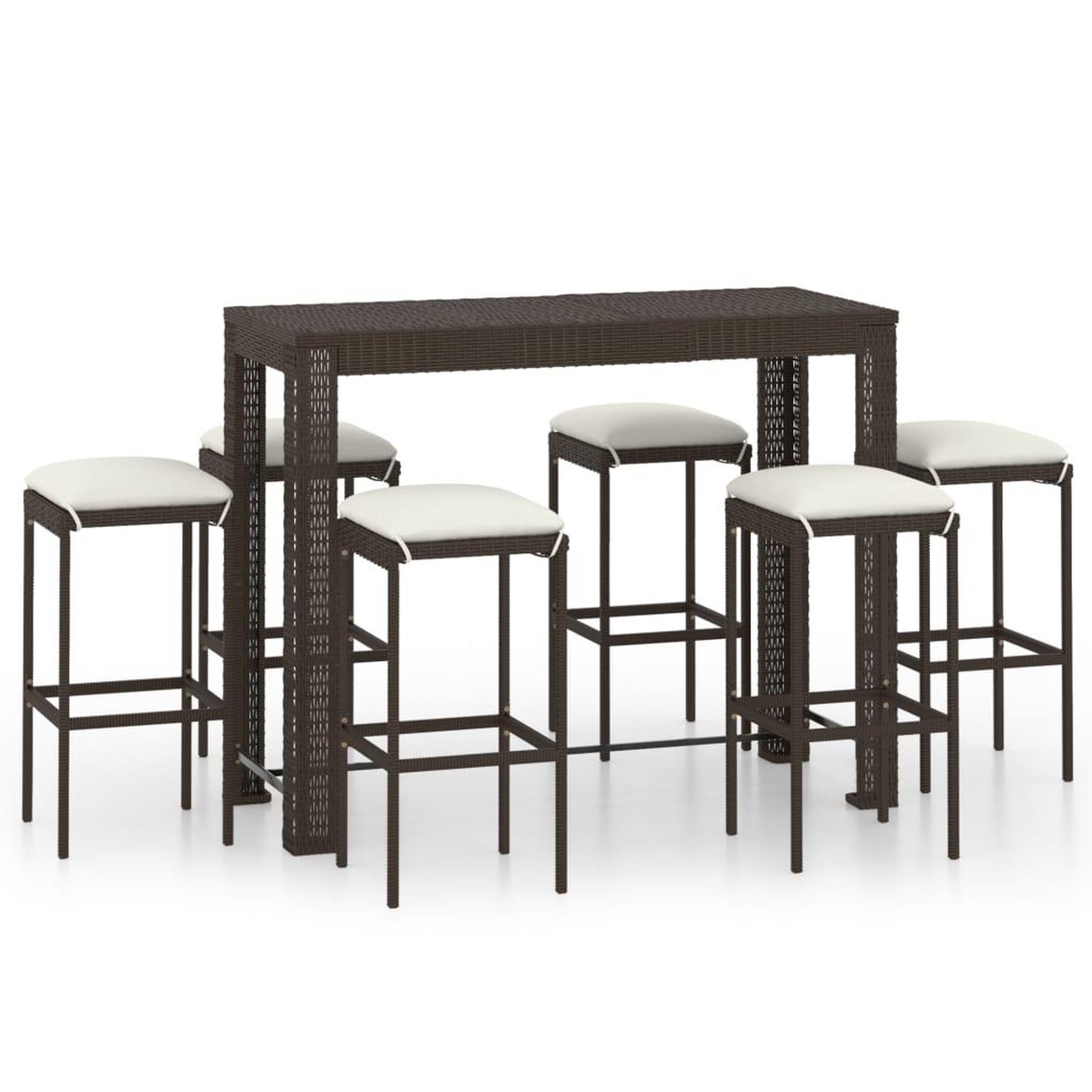 Voir la diapositive 2 : VIDAXL Ensemble de bar de jardin 7 pcs coussins Resine tressee Marron