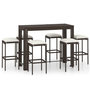 Voir la diapositive 2 : VIDAXL Ensemble de bar de jardin 7 pcs coussins Resine tressee Marron