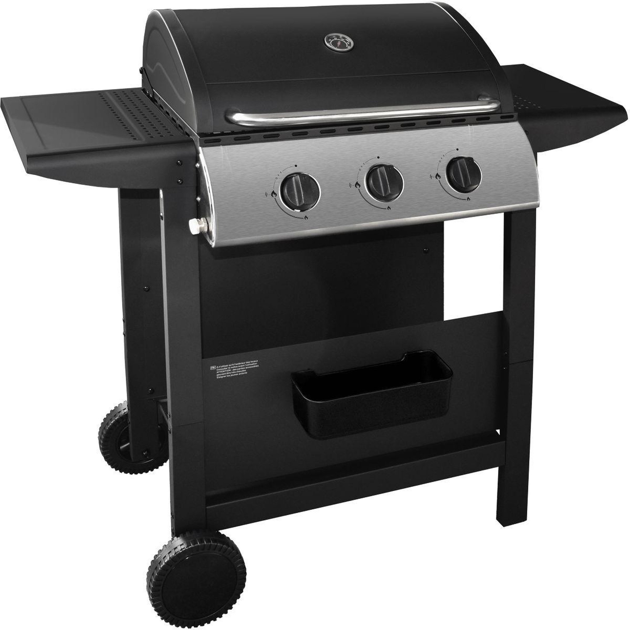 Listo Barbecue gaz bgz l1 noir 3 brûleurs sur chariot, 51x34 cm
