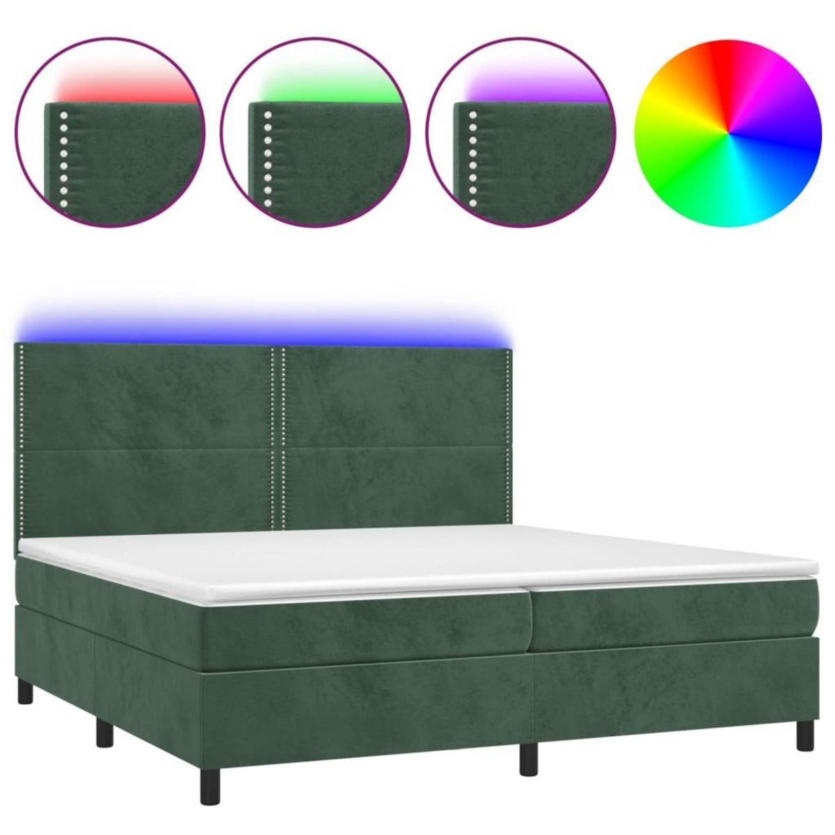 VIDAXL Sommier a lattes de lit matelas et LED Vert fonce 200x200 cm