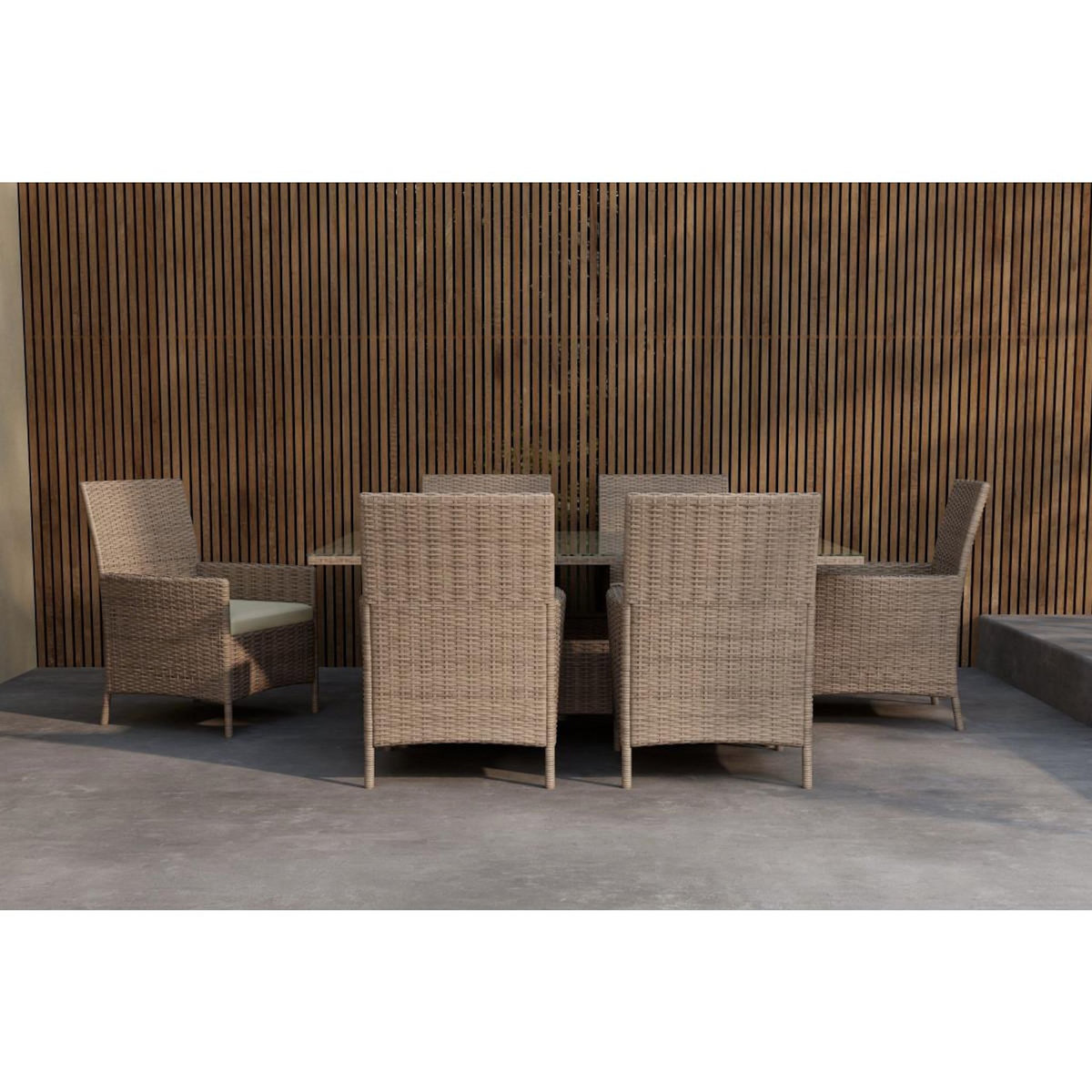 Paris Prix Ensemble Table de Jardin & 6 Fauteuils  Lefkas  150cm Marron