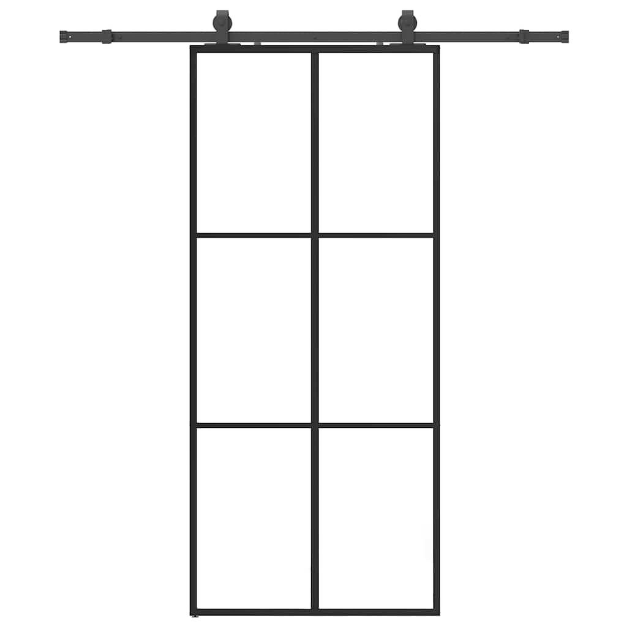 Voir la diapositive 2 : VIDAXL Porte coulissante kit de quincaillerie noir 90x205 cm verre ESG
