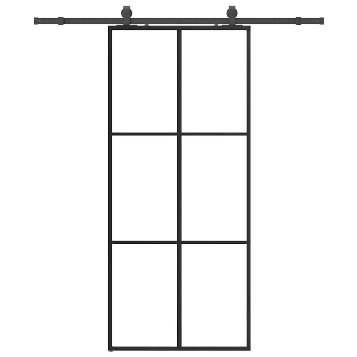 VIDAXL Porte coulissante kit de quincaillerie noir 90x205 cm verre ESG