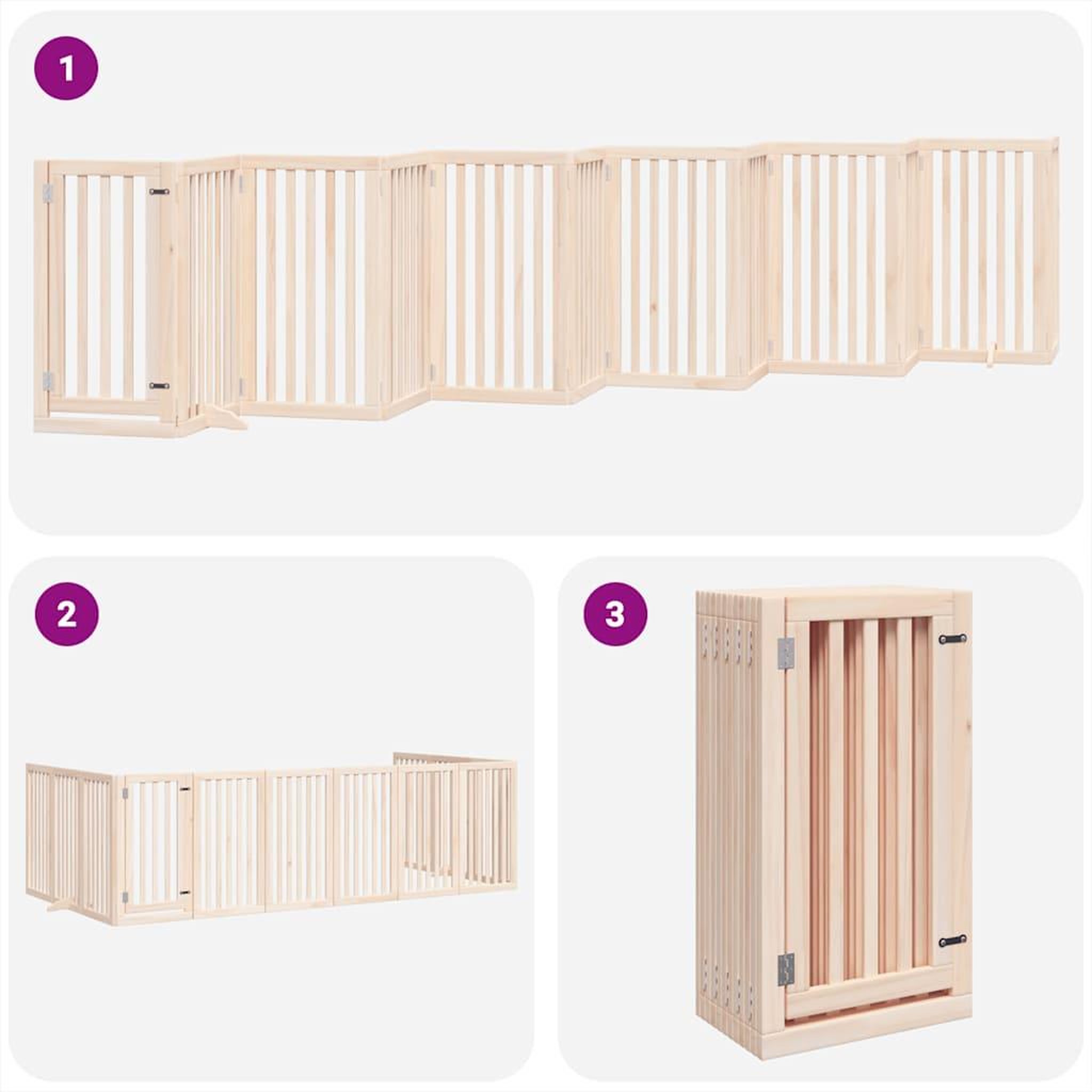 Voir la diapositive 5 : VIDAXL Barriere pour chien porte pliable 12 panneaux bois de peuplier