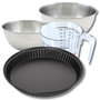 Voir la diapositive 1 : ZENKER Set pâtisserie avec moule à quiche lorraine 30 cm antiadhésif, 2 bols à mixer, verre mesureur et spatule Zenker