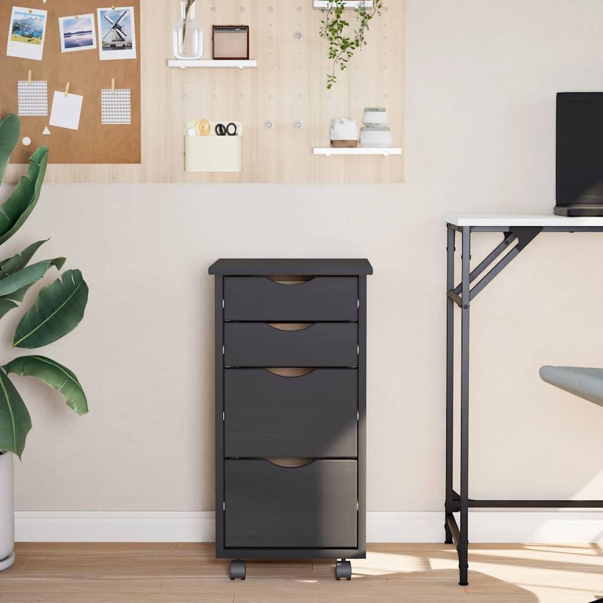 Voir la diapositive 3 : VIDAXL Armoire roulante avec tiroirs MOSS gris bois de pin solide