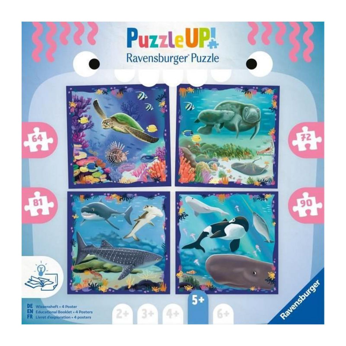 RAVENSBURGER Puzzle Enfant, Puzzle UP!, Les animaux marins, des 5 ans, 12004004, Ravensburger