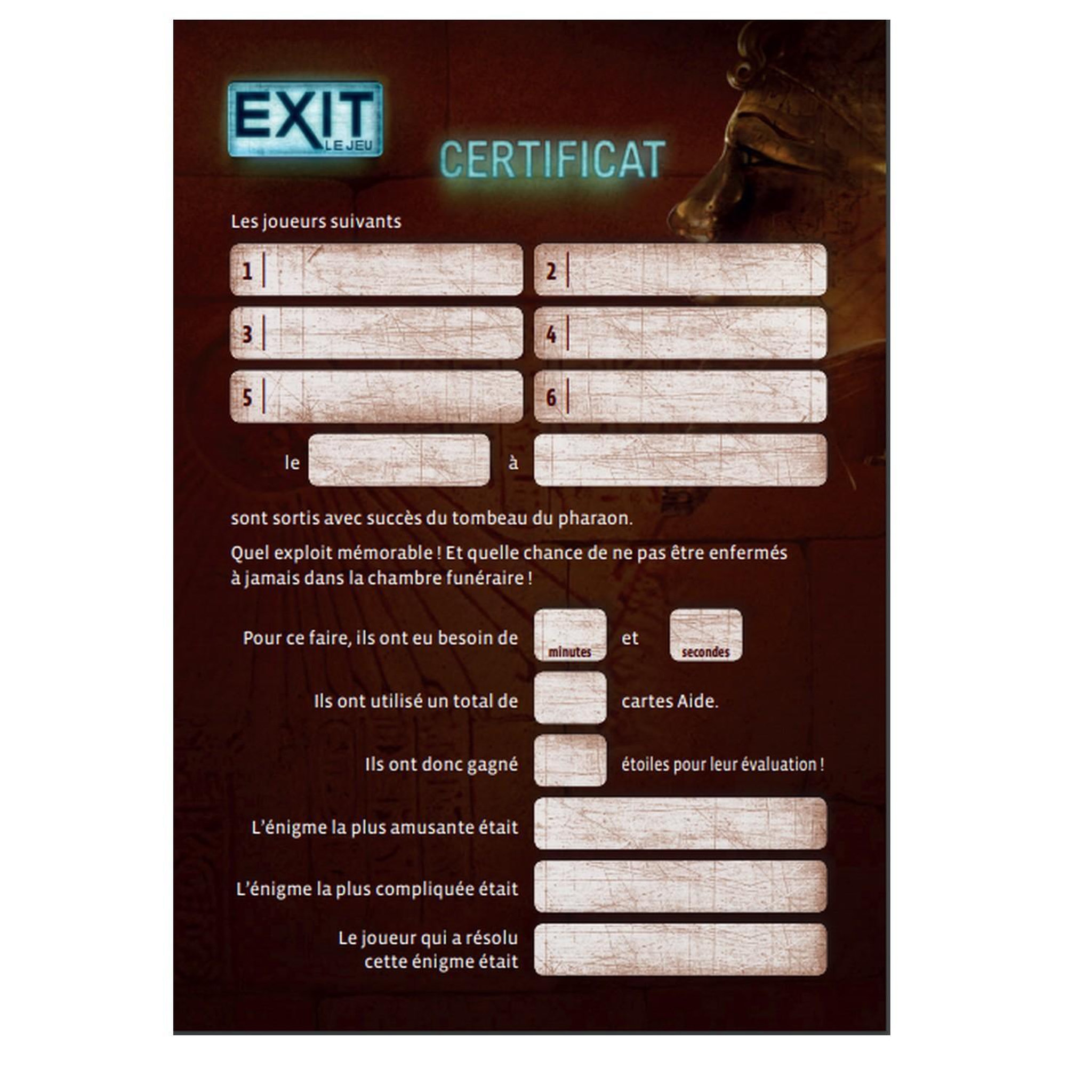 Voir la diapositive 3 : Iello EXIT : LE TOMBEAU DU PHARAON (EXPERT), Papeterie