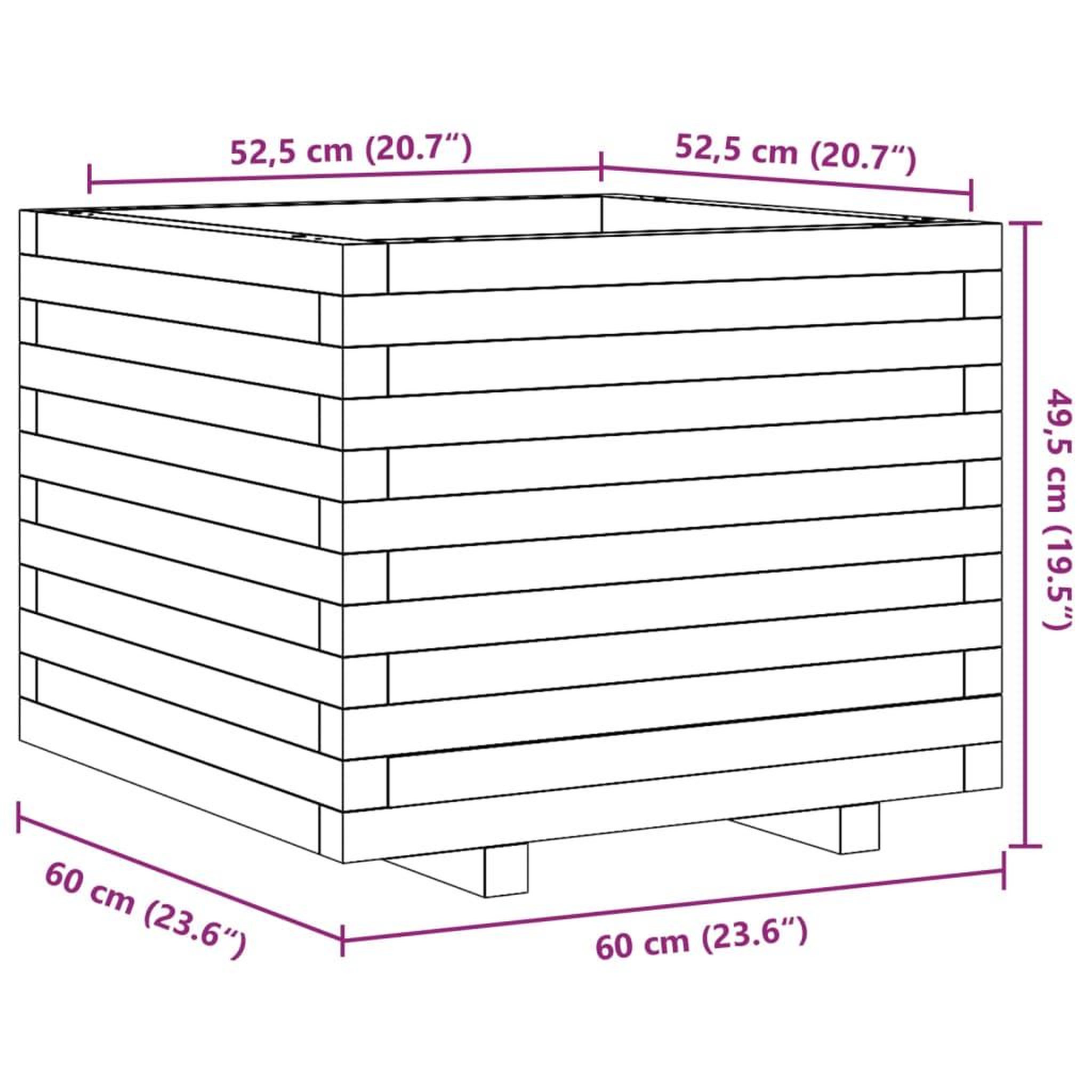 Voir la diapositive 6 : VIDAXL Jardiniere blanc 60x60x49,5 cm bois de pin massif