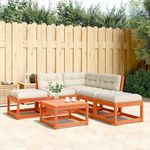VIDAXL Salon de jardin 5 pcs avec coussins cire marron bois pin massif