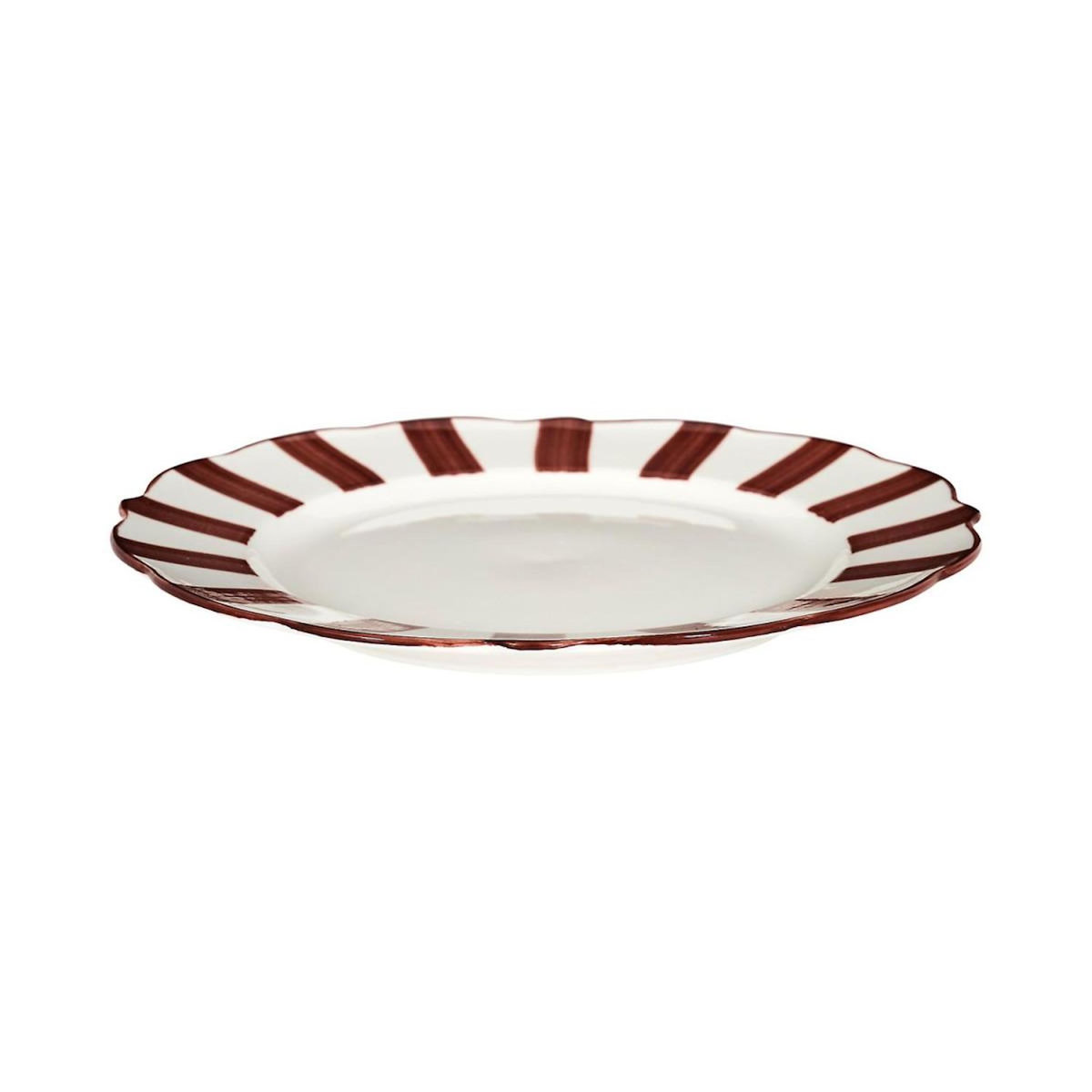Paris Prix Lot de 6 Assiettes Plates  Cleo  27cm Bordeaux & Blanc