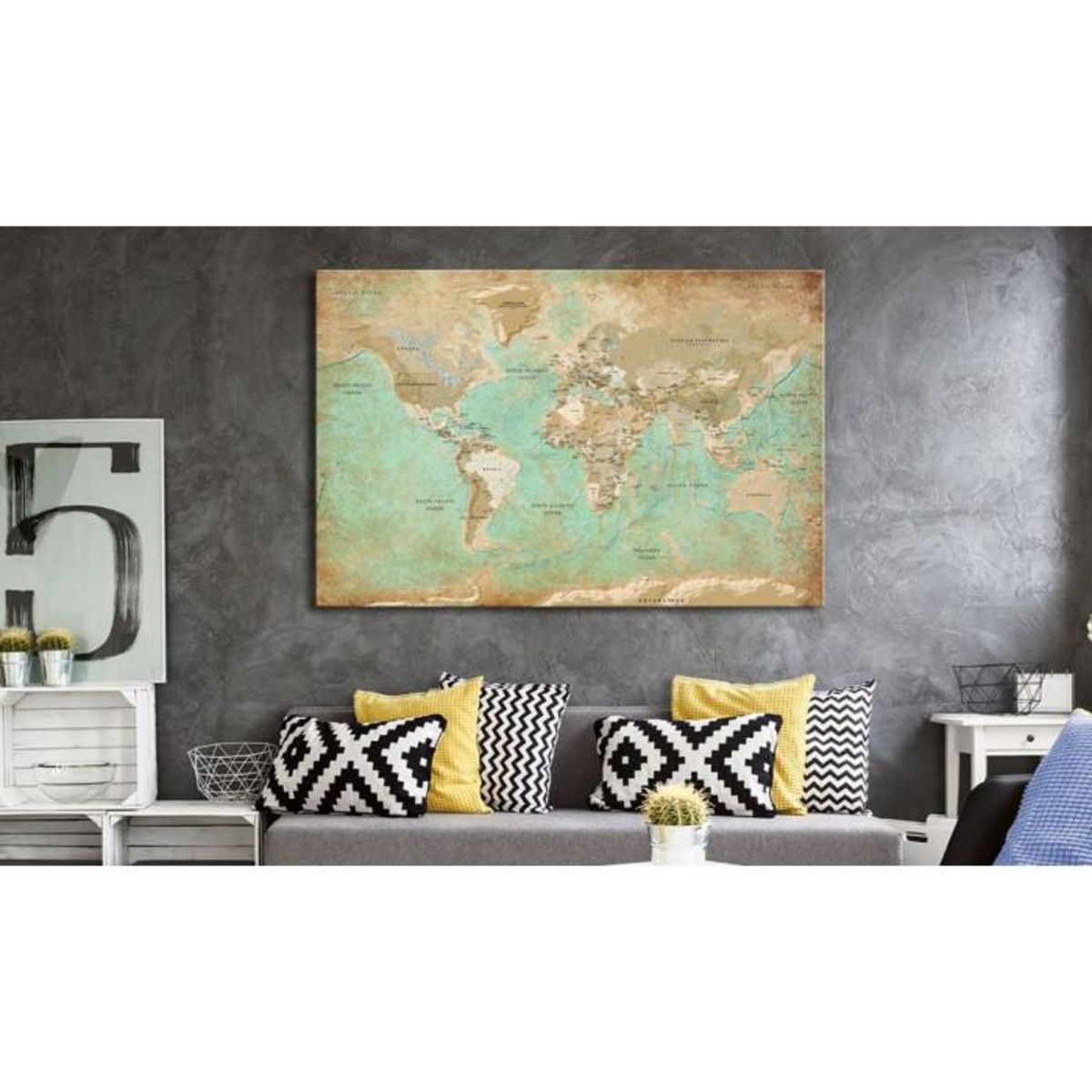 Paris Prix Tableau Imprimé  World Map : Celadon Journey