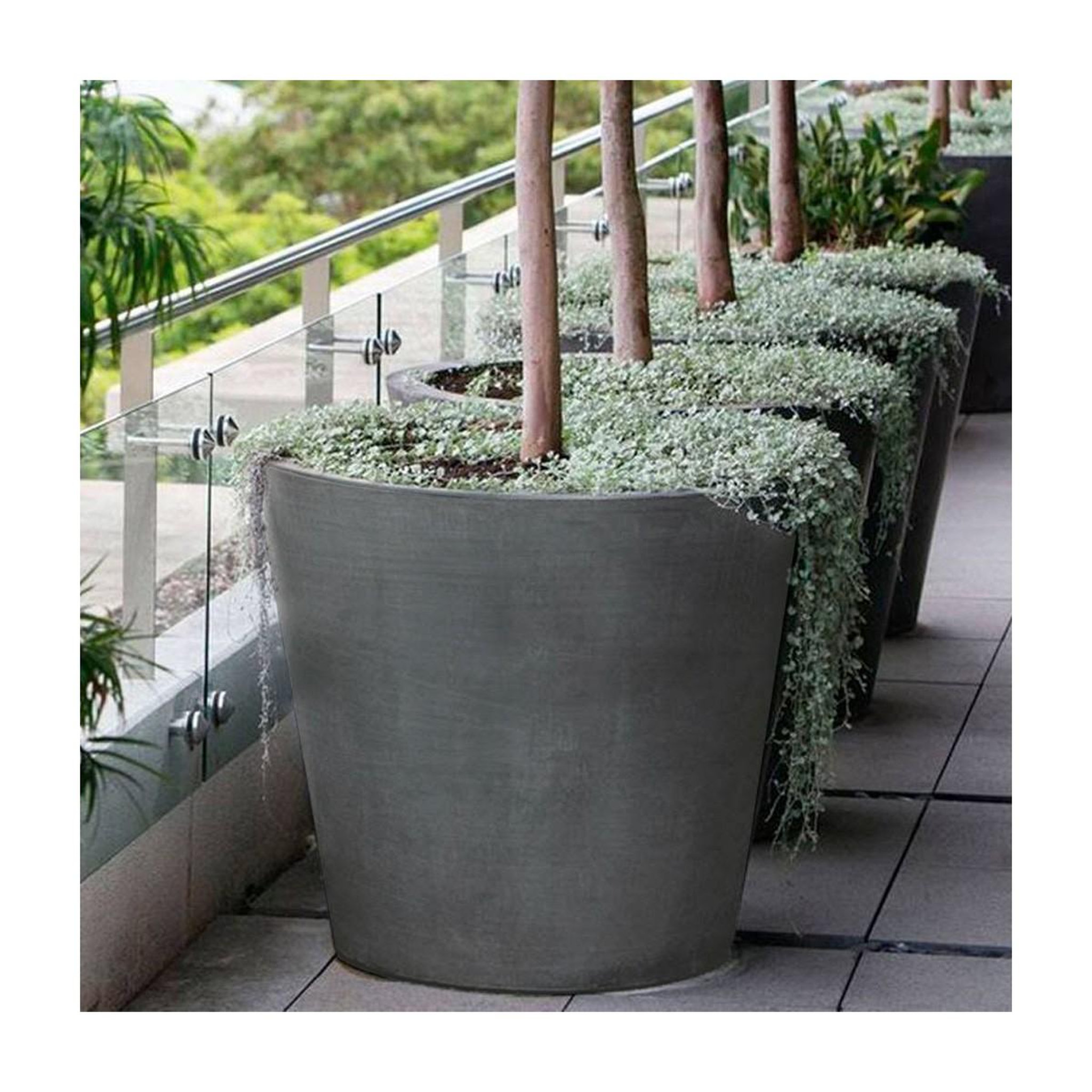Voir la diapositive 6 : ART PLAST Pot de fleur gris 70l ø50cm h47cm - jardinière extérieure balcon terrasse jardin artplast