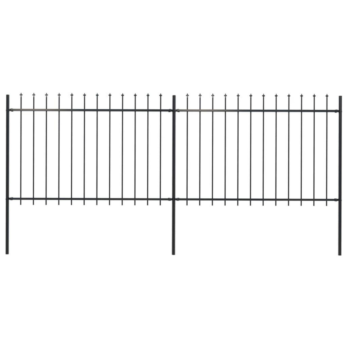 VIDAXL Cloture de jardin avec dessus en lance Acier 3,4x1,2 m Noir