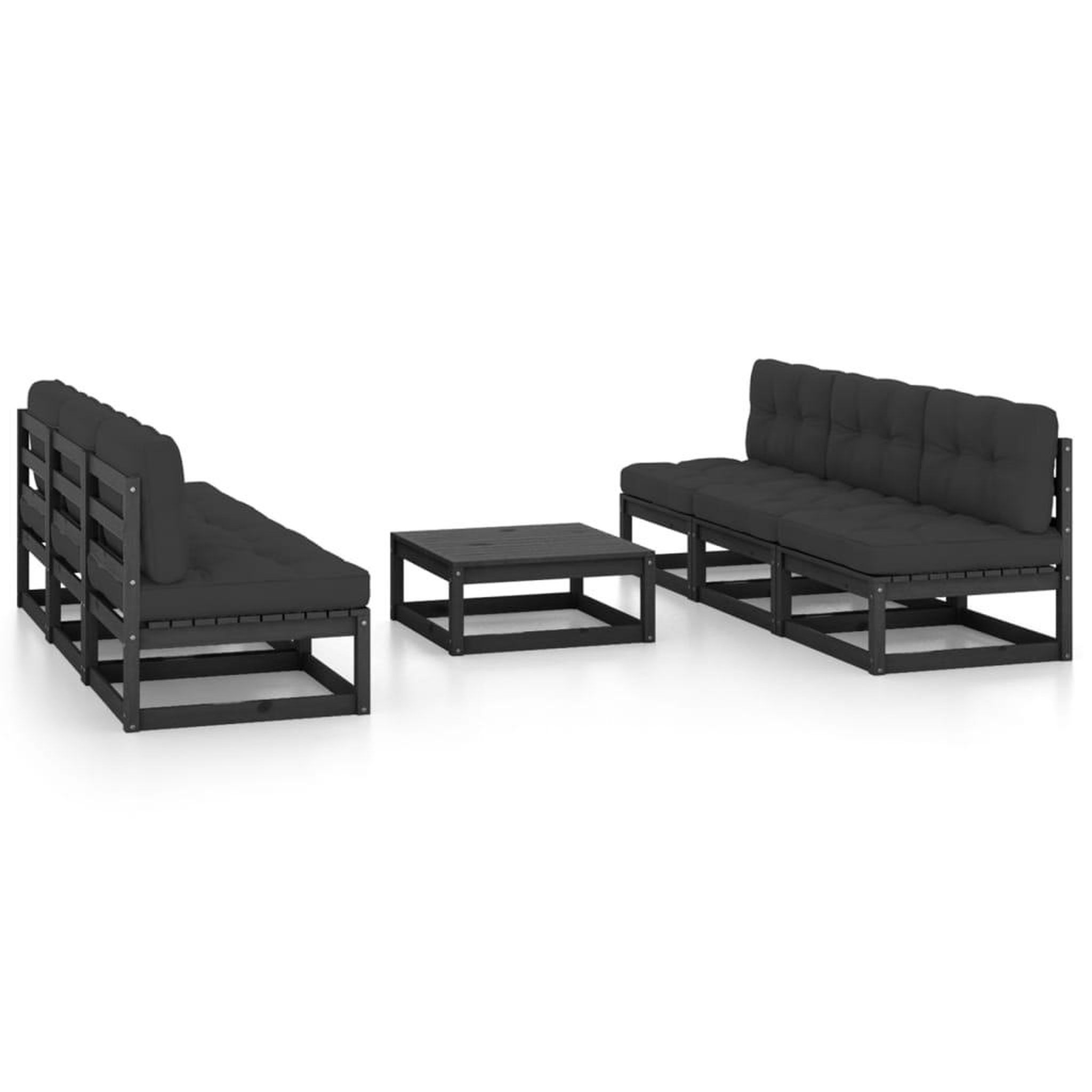 Voir la diapositive 1 : VIDAXL Salon de jardin 7 pcs avec coussins Bois de pin massif